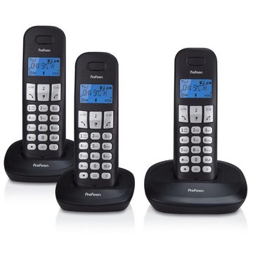 Profoon DECT-Telefon Set mit 3 Mobilteilen und Ladeschale Schnurloses DECT-Telefon (Mobilteile: 3)
