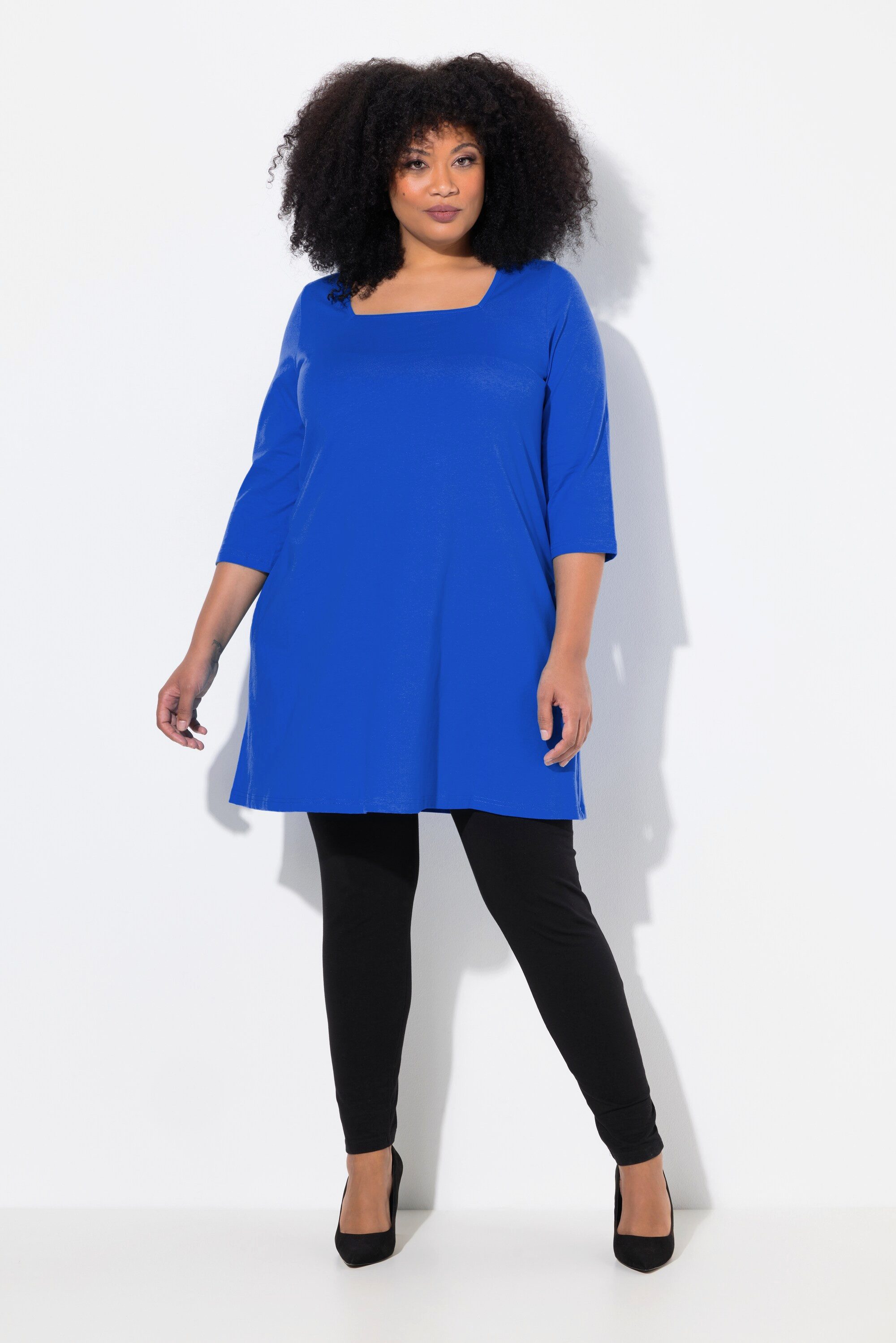 Ulla Popken Longshirt Longshirt A-Linie Carré-Ausschnitt günstig online kaufen