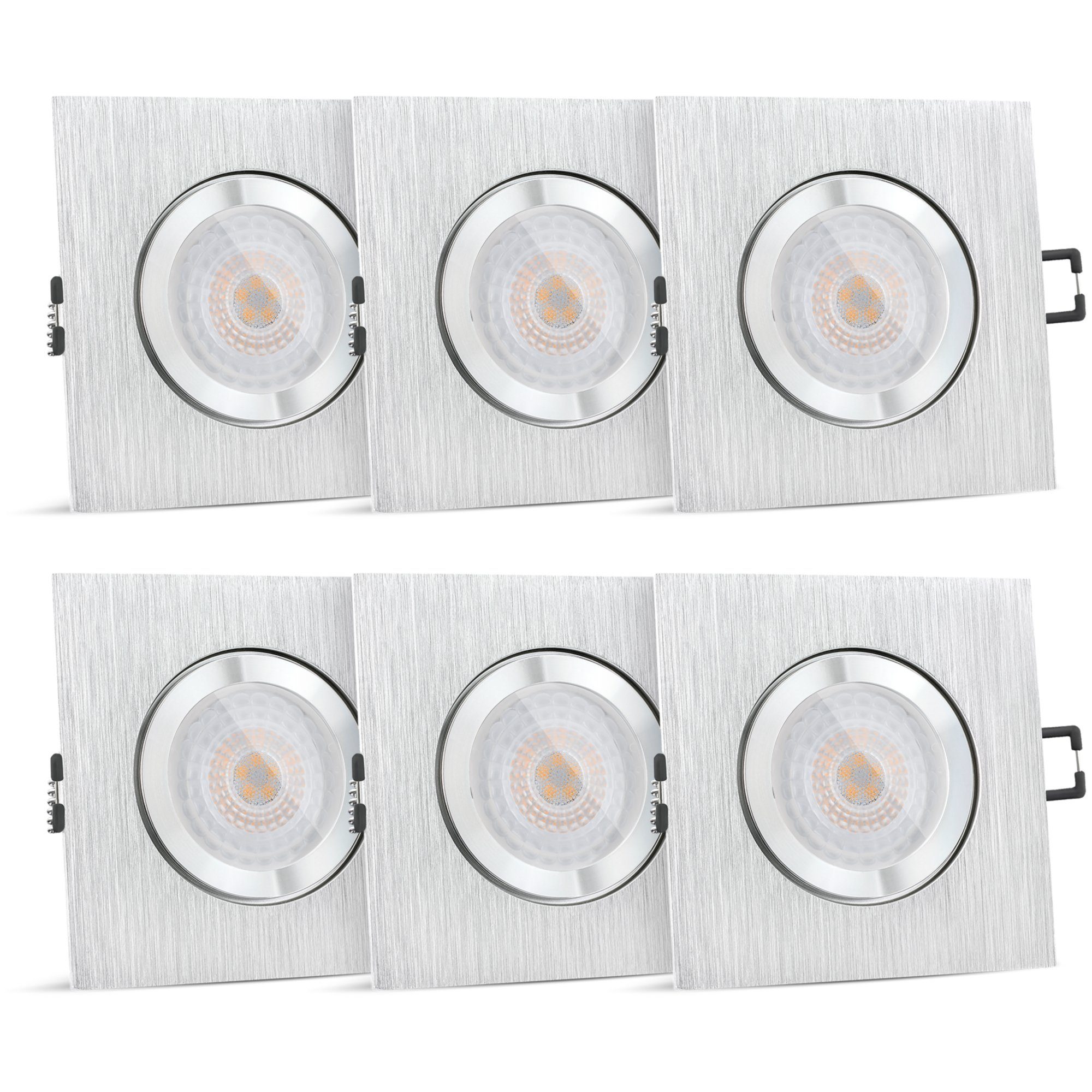 SSC-LUXon LED Außen-Deckenleuchte QW-2 LED Einbaustrahler flach & eckig Alu gebuerstet fuer Bad IP44, Neutralweiß