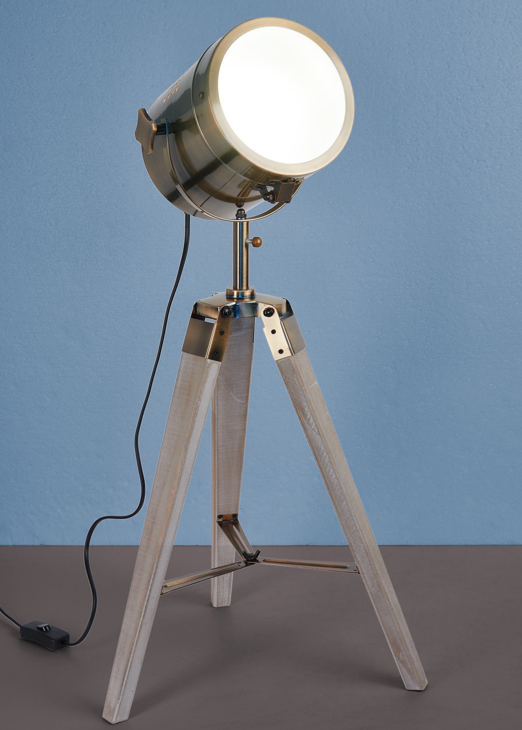Scheinwerfer Ohne Industrial Optik Design Stehlampe Messing Leuchtmittel, Lampe, BRUBAKER Vintage
