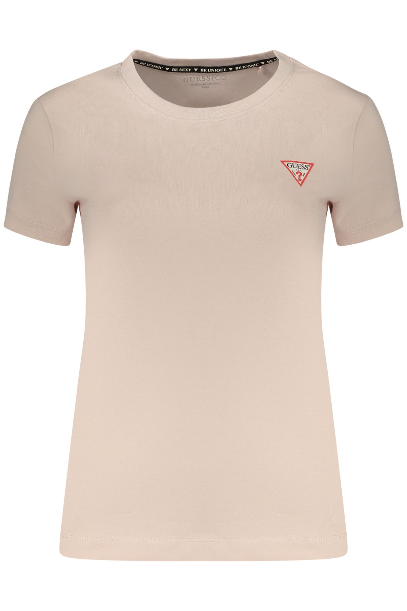 GUESS JEANS T-Shirt Damen Kurzarm T-Shirt Rosa mit Applikation aus