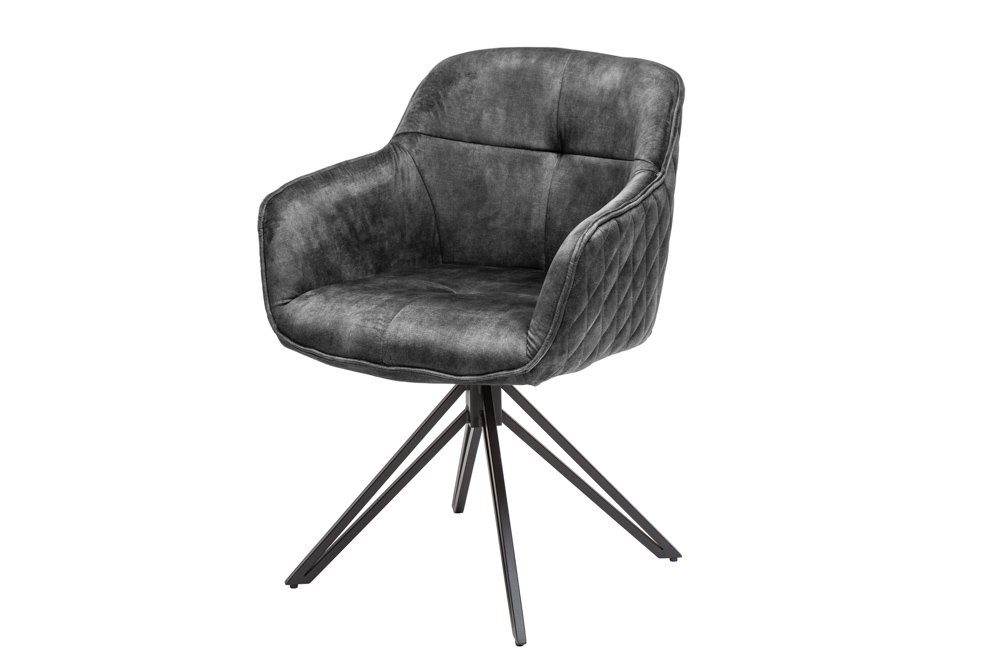 riess-ambiente Polsterstuhl EUPHORIA dunkelgrau/schwarz – Samt, drehbar, Me günstig online kaufen