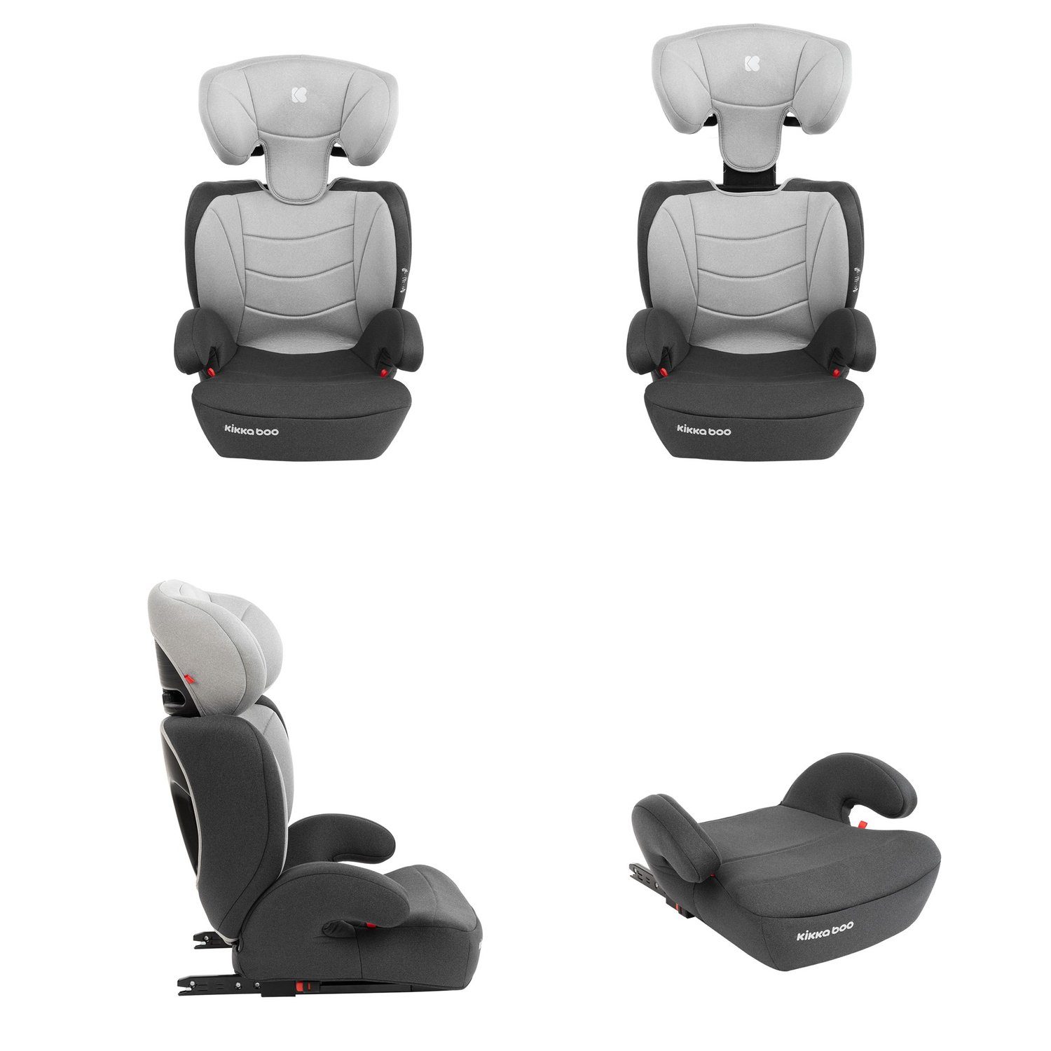 (15-36 verstellbar Sitzerhöhung, bis: Amaro, Kindersitz Isofix hellgrau 36 kg, 2/3 Kindersitzerhöhung Kikkaboo kg) Gruppe