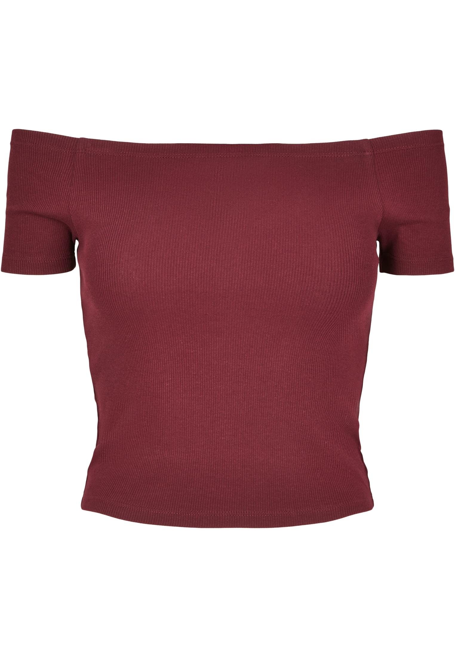Rib redwine Ladies Tee (1-tlg) Off Shoulder T-Shirt URBAN CLASSICS Damen