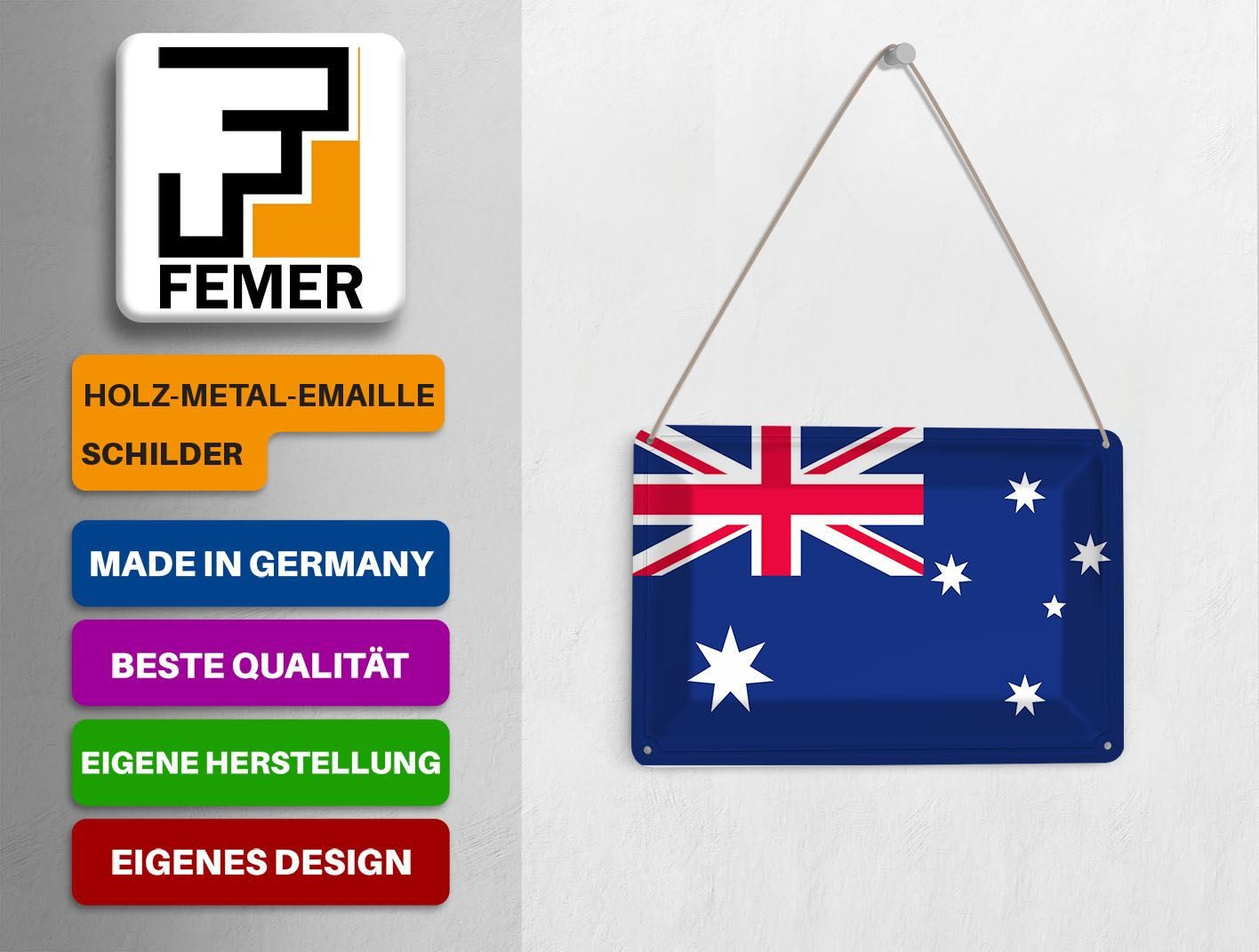 Femer GmbH Postkarte Flagge Australien 14x10 cm Flag of Australia, unfrankiert