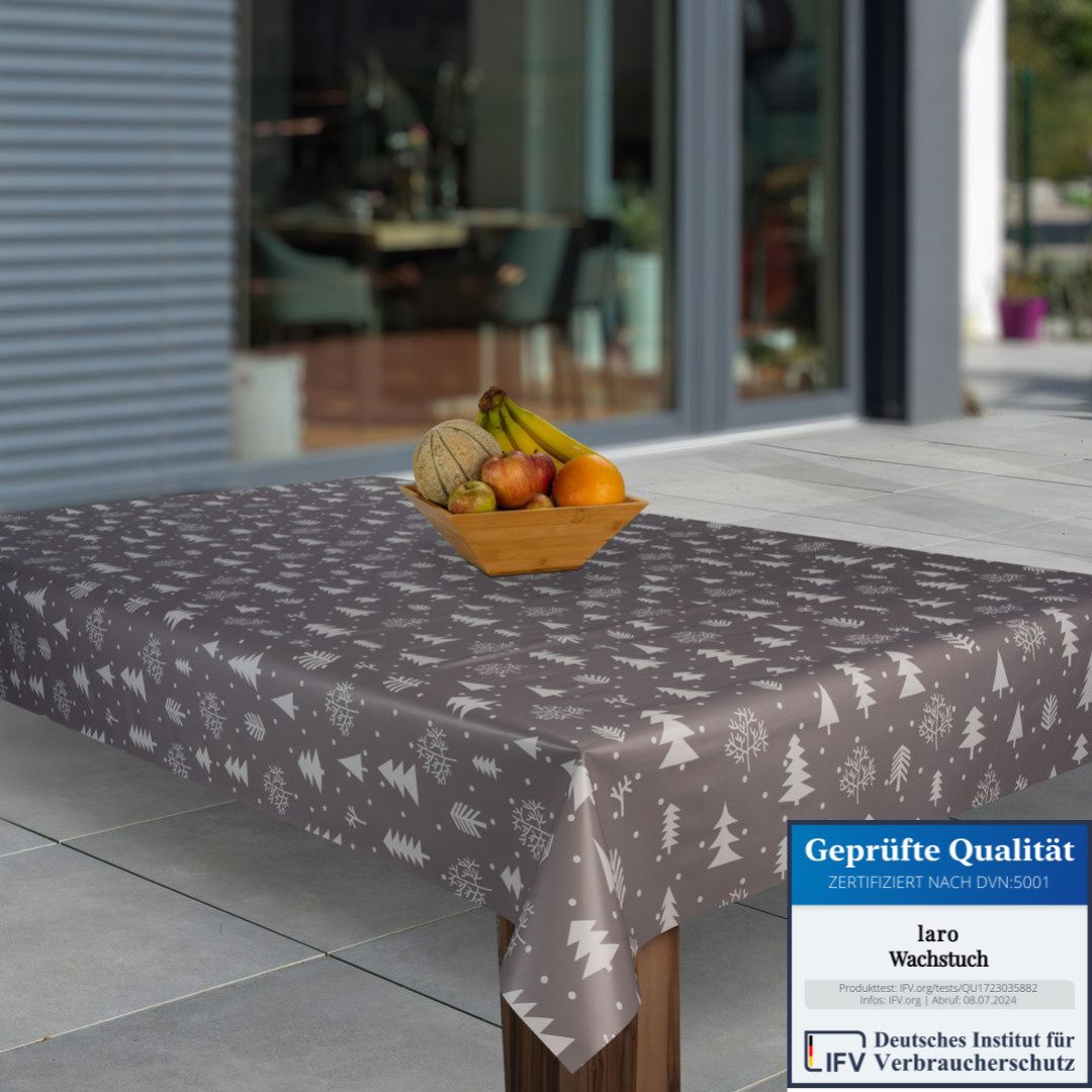 laro Tischdecke Wachstuch-Tischdecken Weihnachten Grau Tannenbaum rechtecki günstig online kaufen