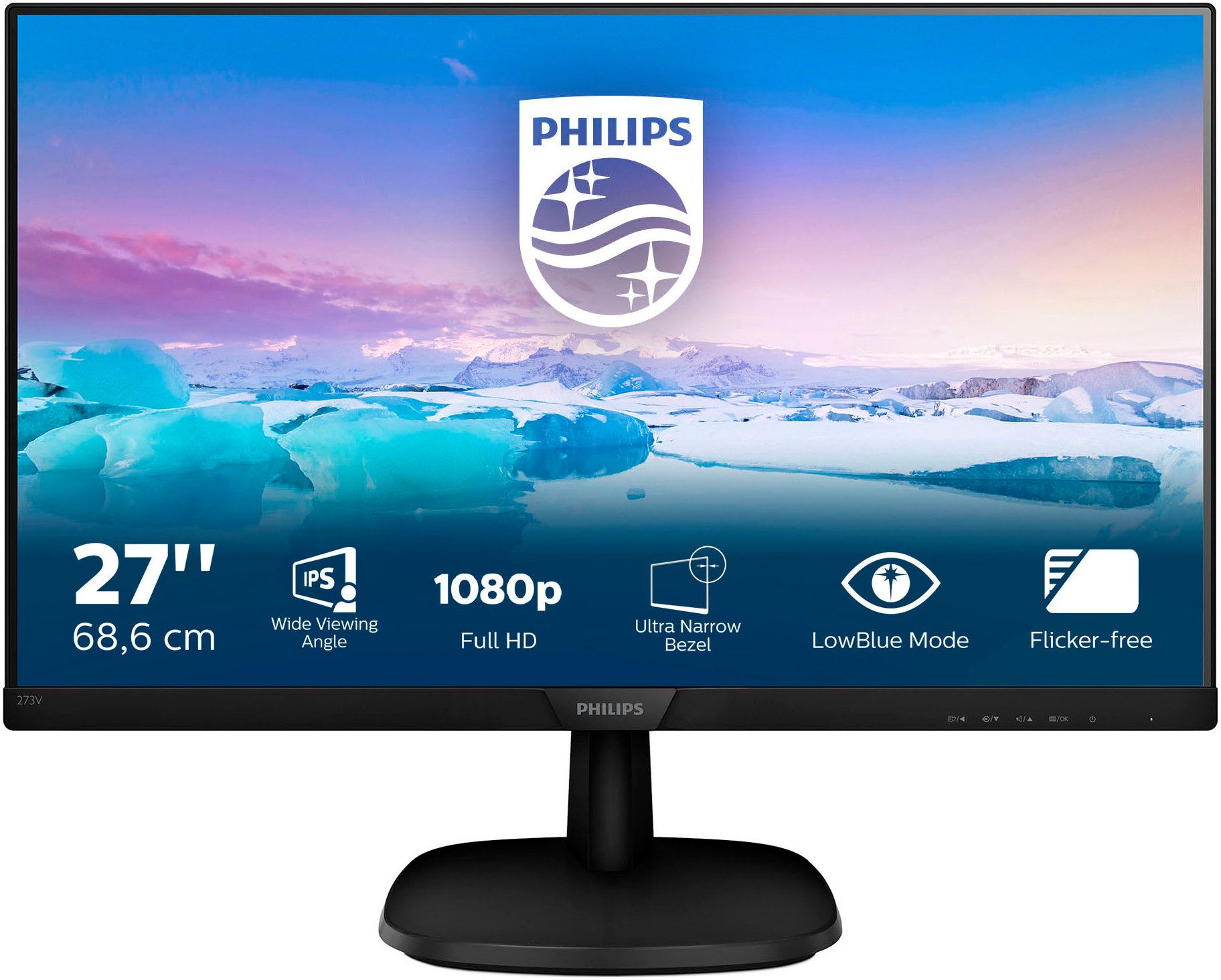 Philips Full-HD-LCD-Monitor 273V7QJAB/00 LED-Monitor (69 cm/27 ", 1920 x 1080 px, Full HD, 5 ms Reaktionszeit, 60 Hz, IPS)