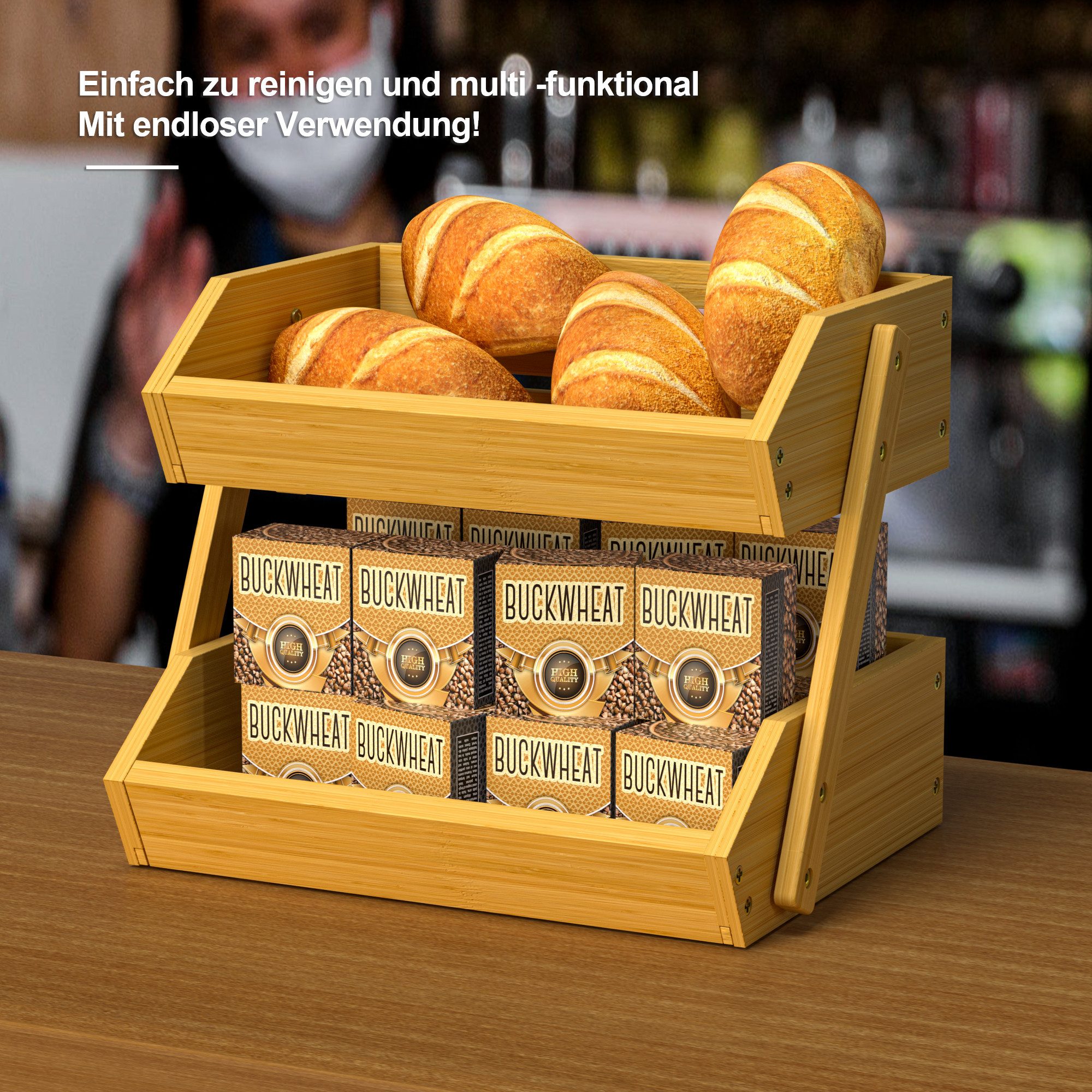 AdelDream Obstschale Bambus-Obstkorb,Servierkorb, Obstschale und Snack-Ausstellungsständer