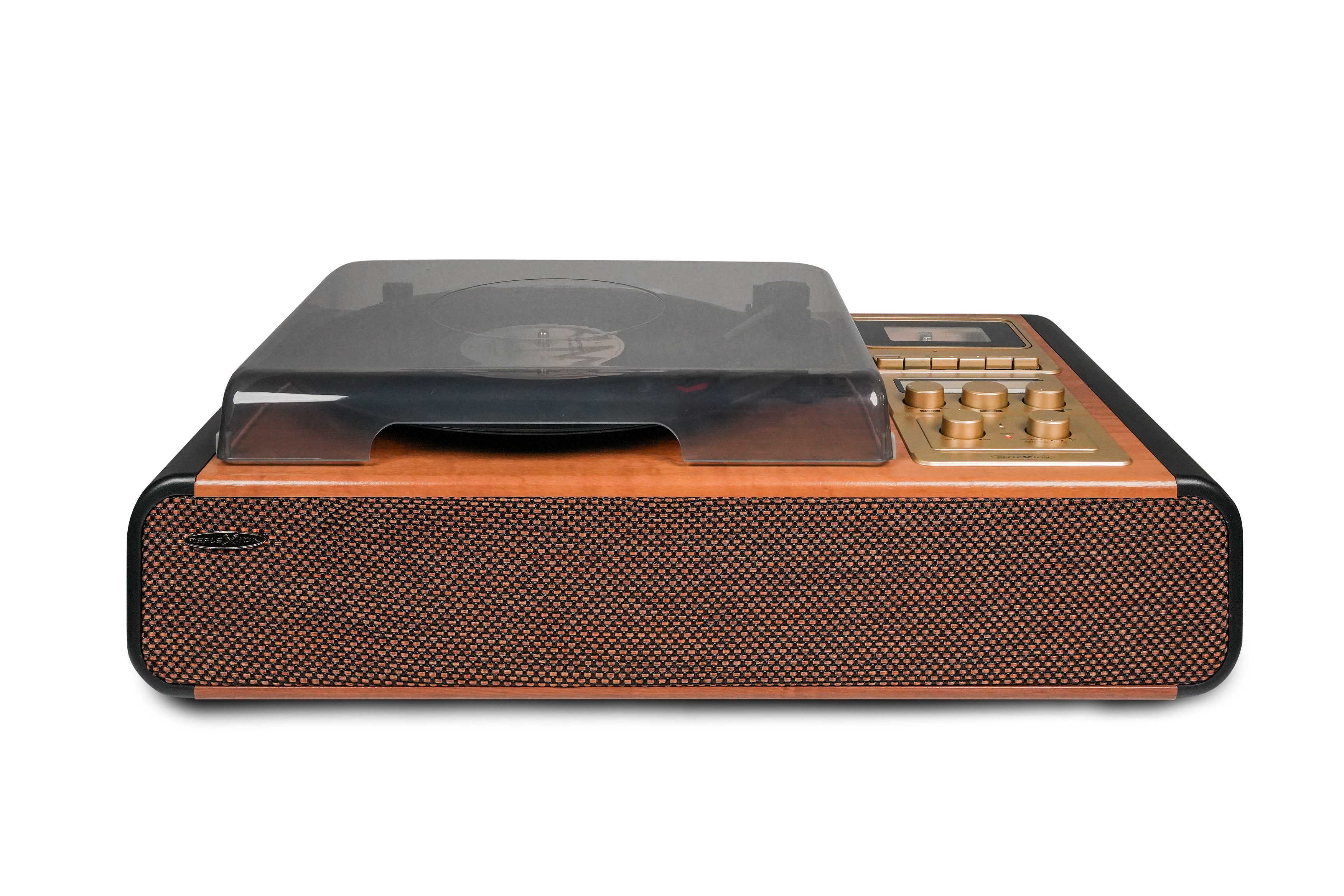 Reflexion HIF1975BT Radioplattenspieler (Bluetooth, Kassette, Bluetooth, Musikleistung) Echtholzgehäuse, Watt 2x24 UKW/MW