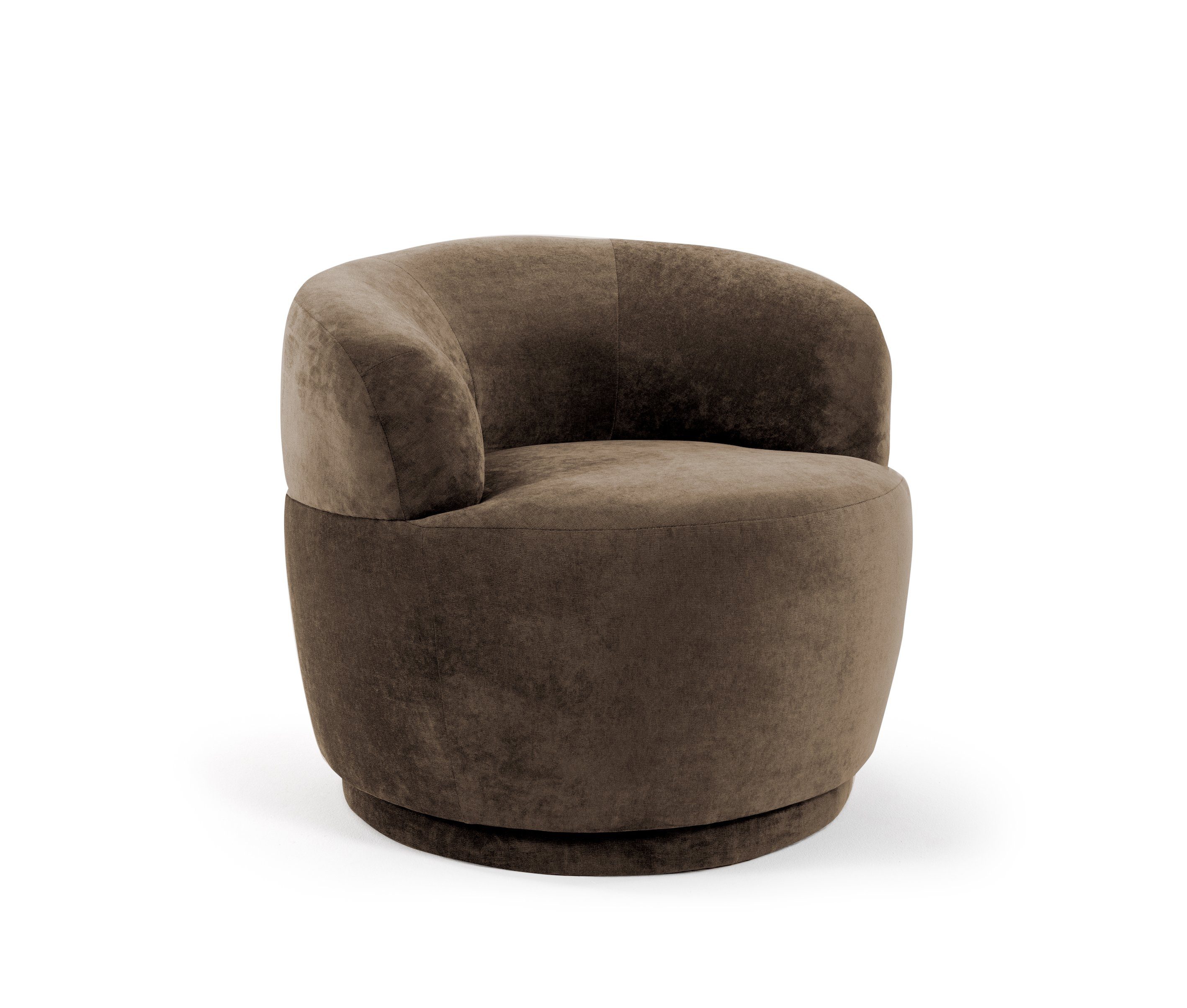 AMARIS Elements Drehsessel Sessel 'Pitt' rund Samt od. Stoff-Bezug Wohnzimmer drehbar 360 Grad, Die perfekte Ergänzung zu unseren Sofas Braun