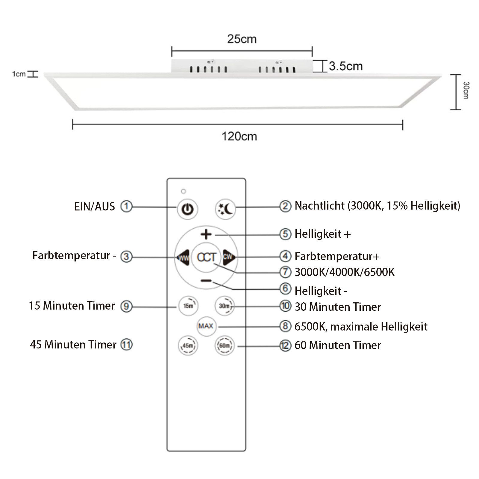 ZMH LED Deckenleuchte Wohnzimmer Schwarz/Weiß Deckenpanel günstig online kaufen