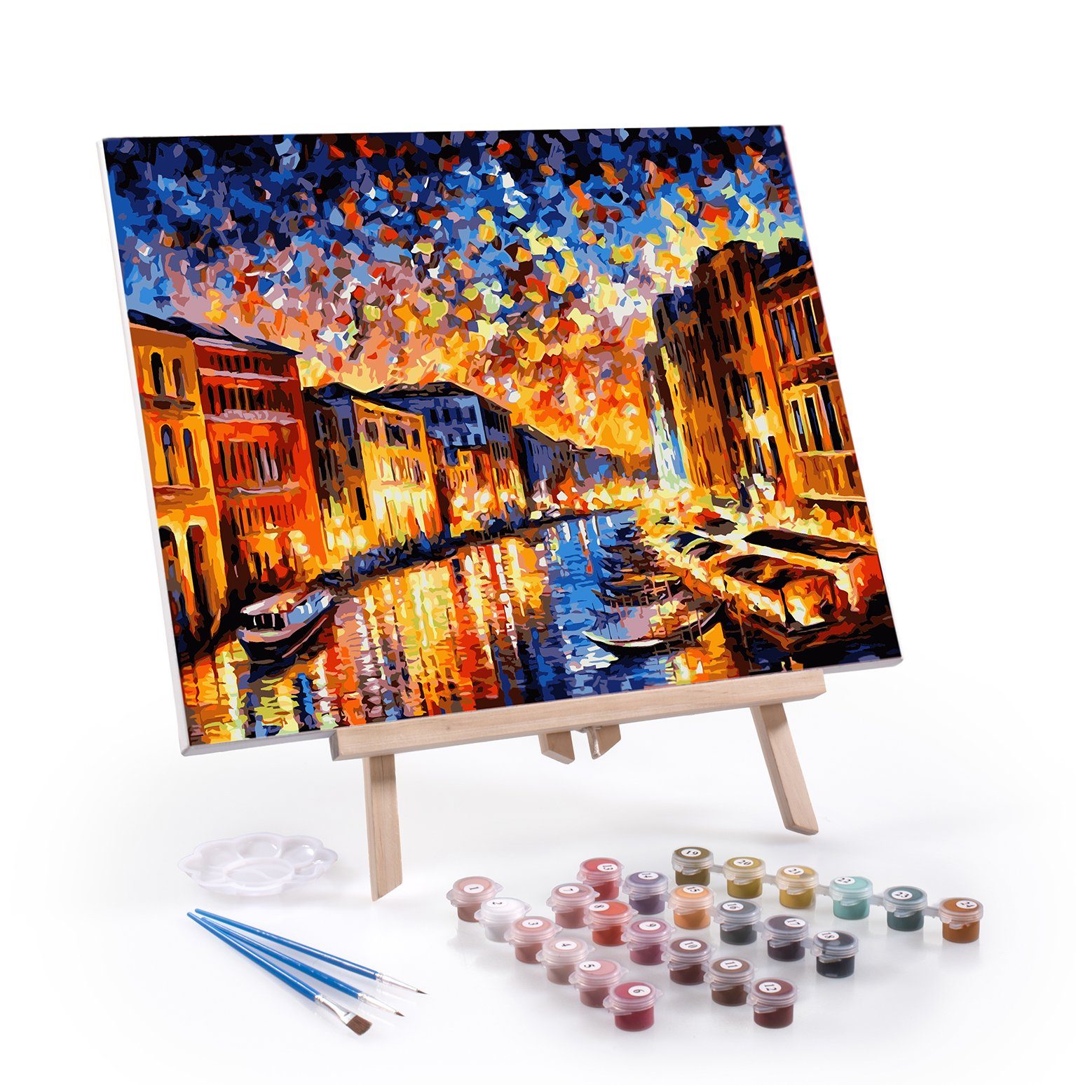 digitCUBE Раскрась по номерам Ausmalbild 40x50cm Malset (Paint by Numbers), auf Rahmen mit Staffelei