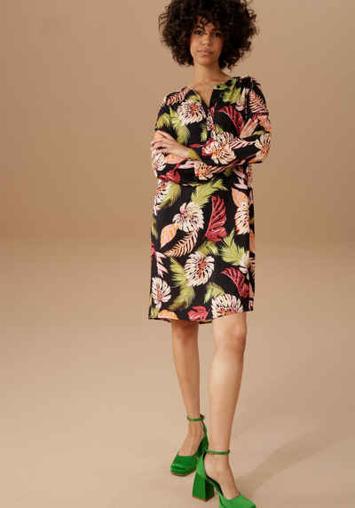 Aniston CASUAL Blusenkleid farbenfroh mit großflächigen Blättern und Blüten bedruckt