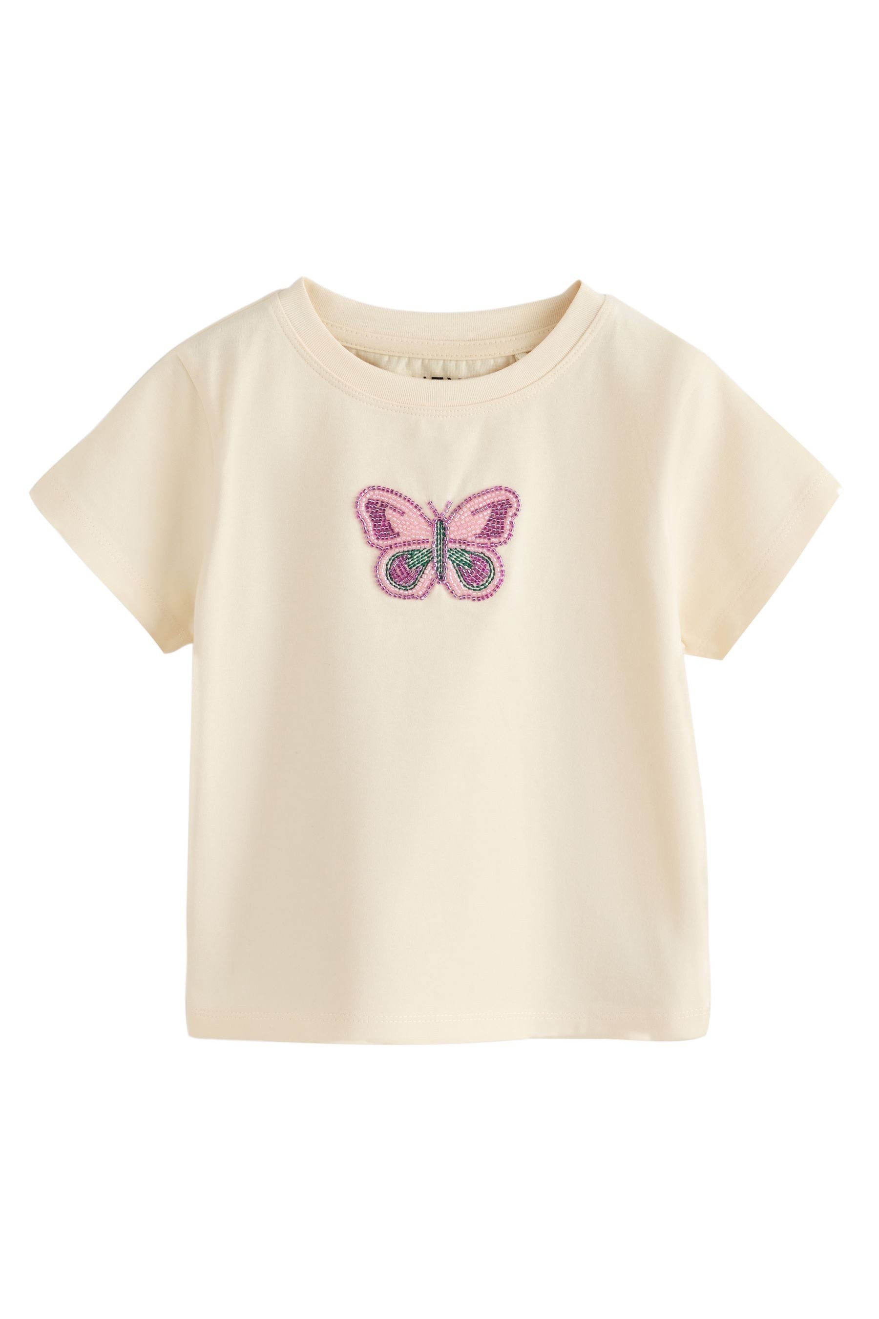 T-Shirt T-Shirt mit Perlenverzierung