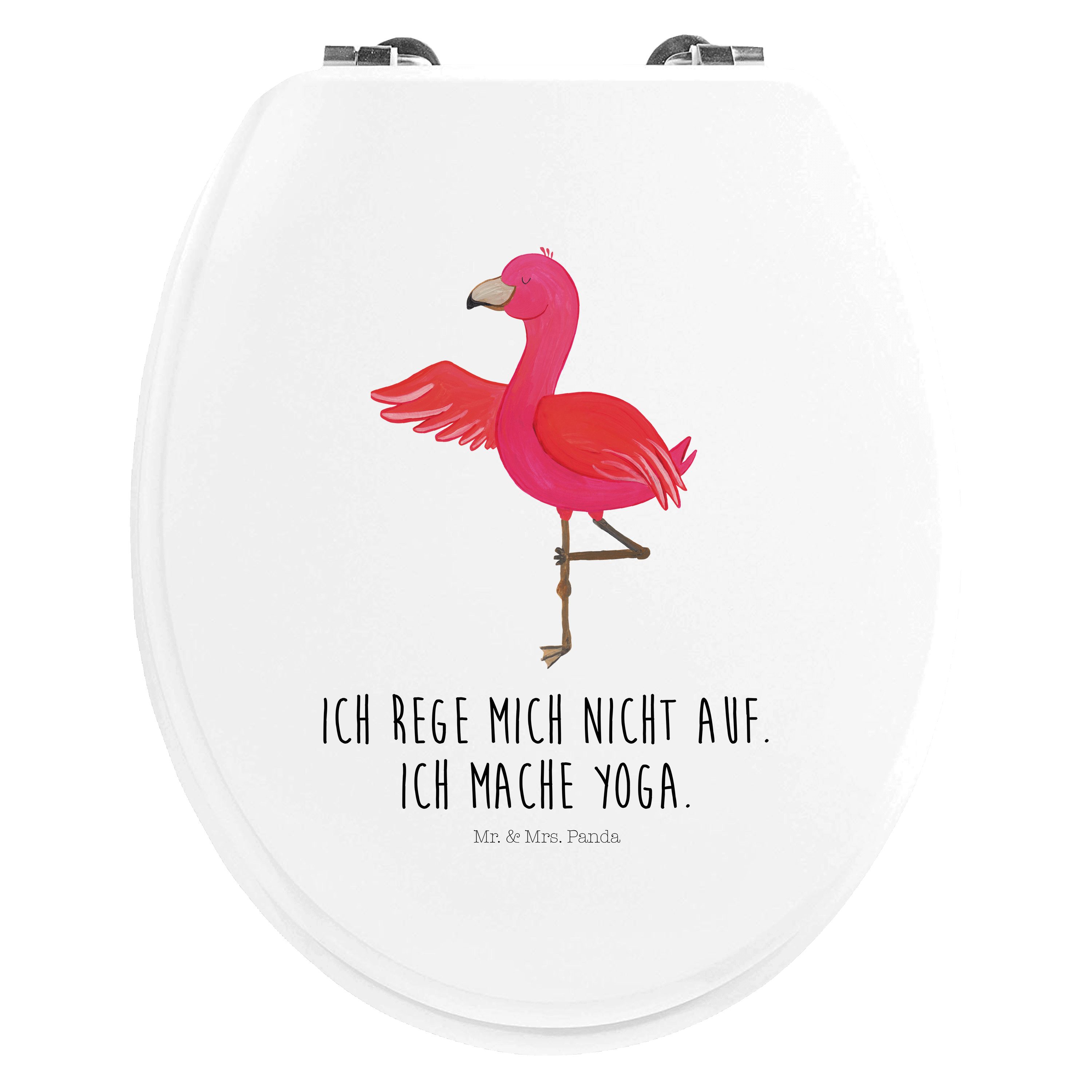 WC-Sitz Flamingo Yoga - Weiß - Geschenk, Toilette, WC-Sitz, Toilettendeckel
