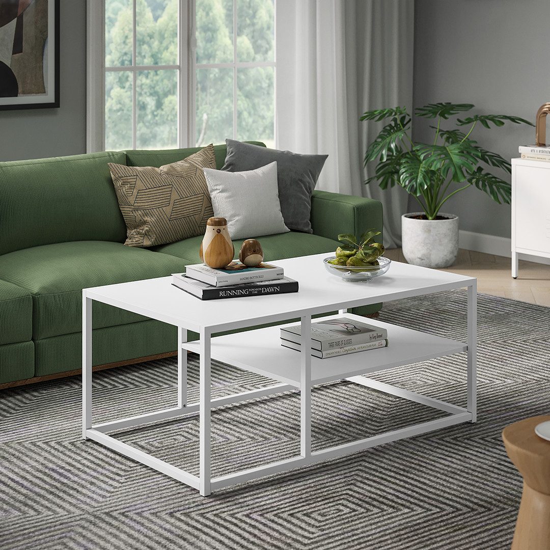 skølm Couchtisch Skadi aus Metall mit 2 Ablagen (Weiß), Wohnzimmertisch mit günstig online kaufen