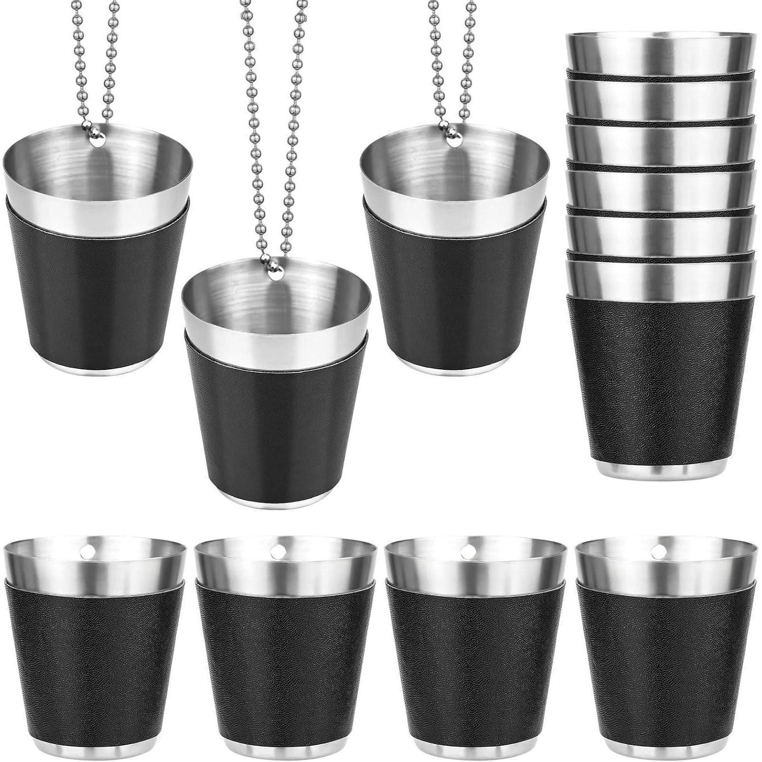 LuxusKollektion Schnapsglas 12 Stück 30ml Edelstahl Schwarz Schnapsgläser Wiederverwendbar für, Metall