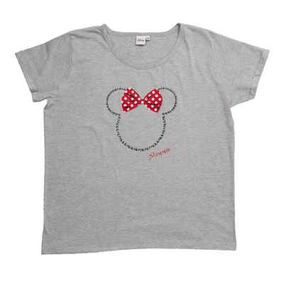 United Labels® T-Shirt Disney Minnie Mouse T-Shirt für Damen Bigshirt Oversize Grau