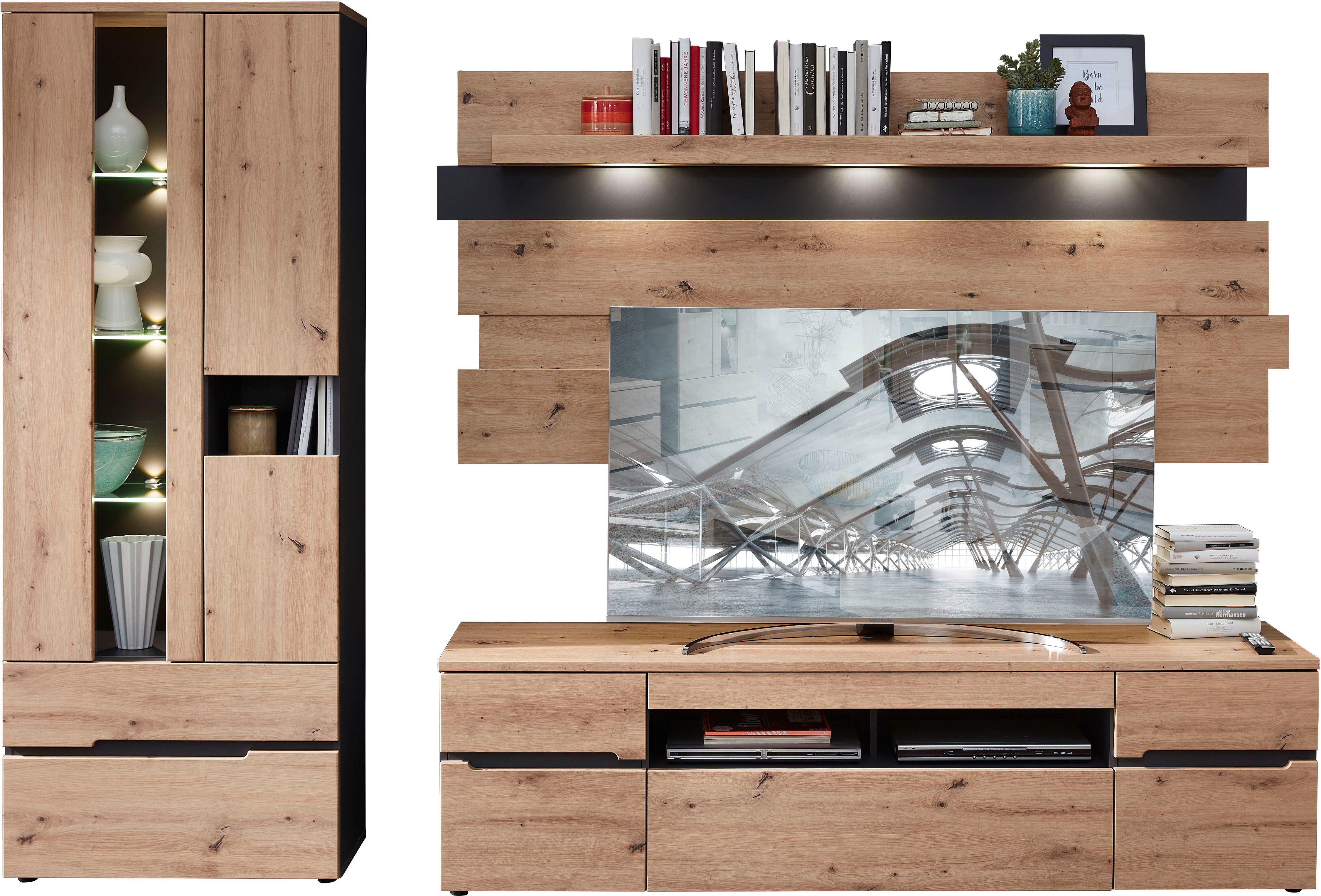 Innostyle TV-Schrank Eiche graphit Absetzung Bicolour Artisan