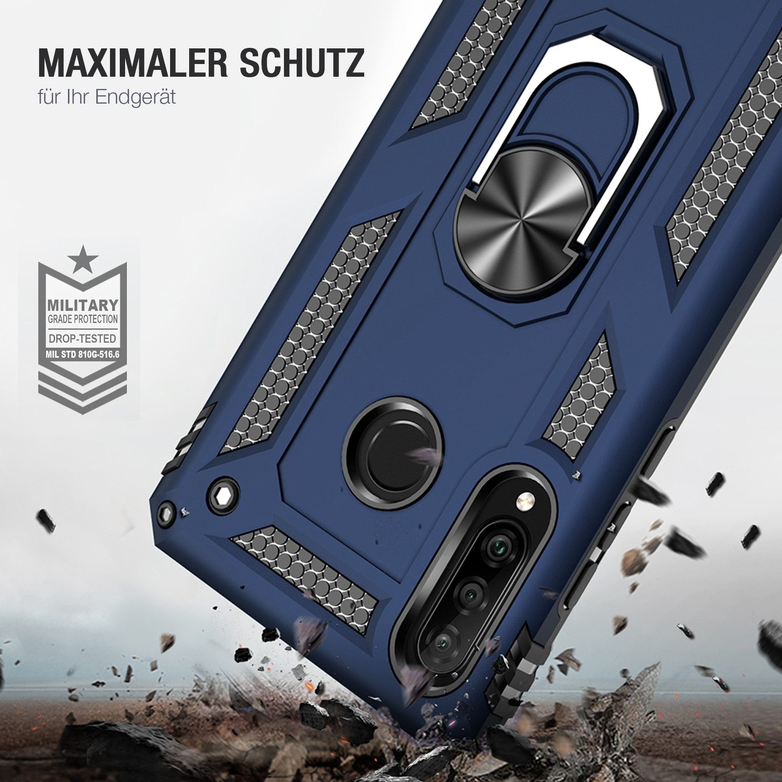 Tec-Expert Handyhülle Outdoor Cover Hülle für Huawei P30 Lite 6.15 Zoll, 6.15, Premium Hülle aus verstärktem Polycarbonat