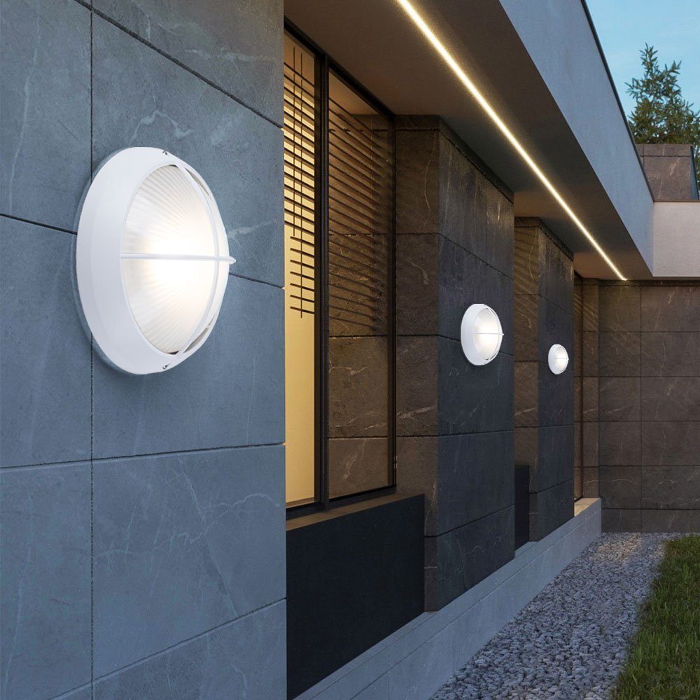 etc-shop Außen-Wandleuchte, Leuchtmittel inklusive, Außenwandleuchte weiß Fassadenlampe rund Haustürleuchte LED | Wandleuchten