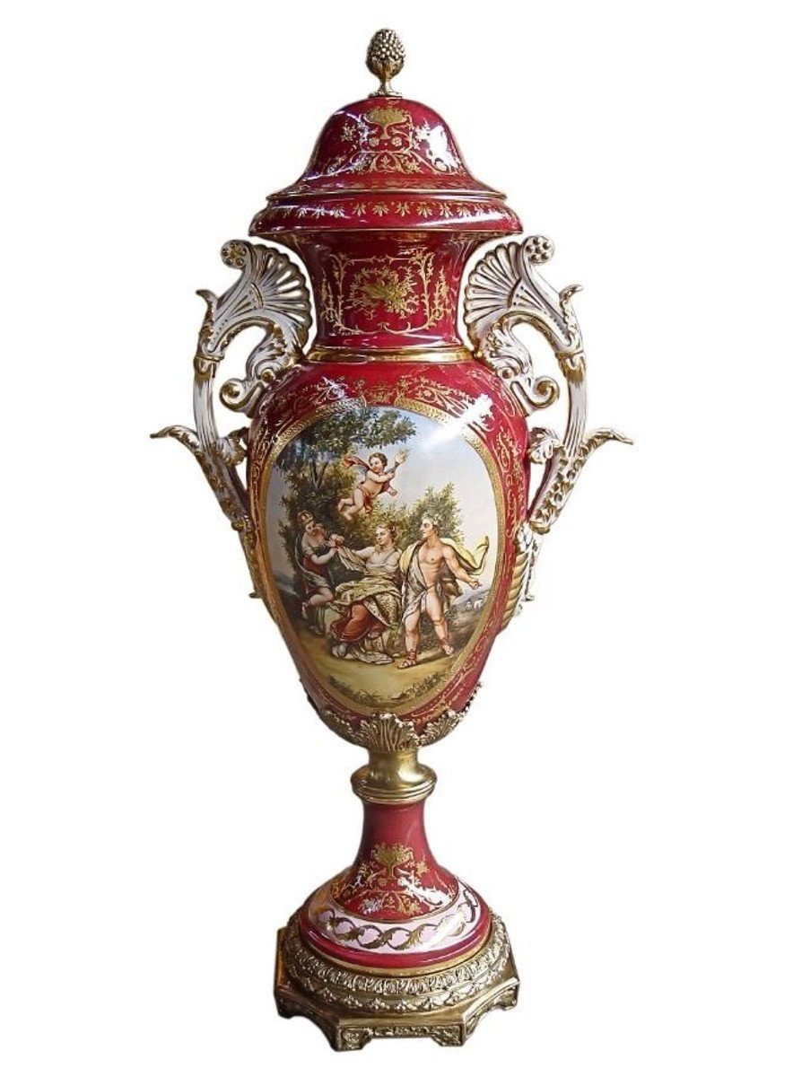 Casa Padrino Dekoobjekt Luxus Barock Porzellan Vase mit Deckel H. 128 cm - Limited Edition