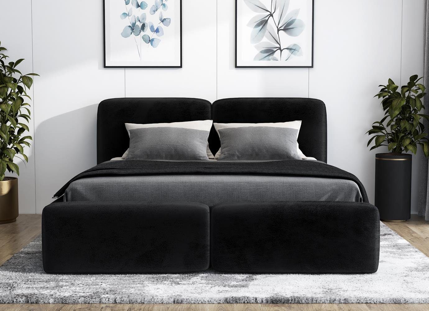 A&J MöbelLand GmbH Polsterbett OLKE-OM mit Bettkasten und Lattenrost. (Bett mit Kopfteil. Lattenrost und Bettkasten Inclusive! Viele Varianten zur Auswahl – wählen Sie Größe und Farbe!, TOP ANGEBOT), Länge: 220 cm Höhe Kopfteil: 100 cm