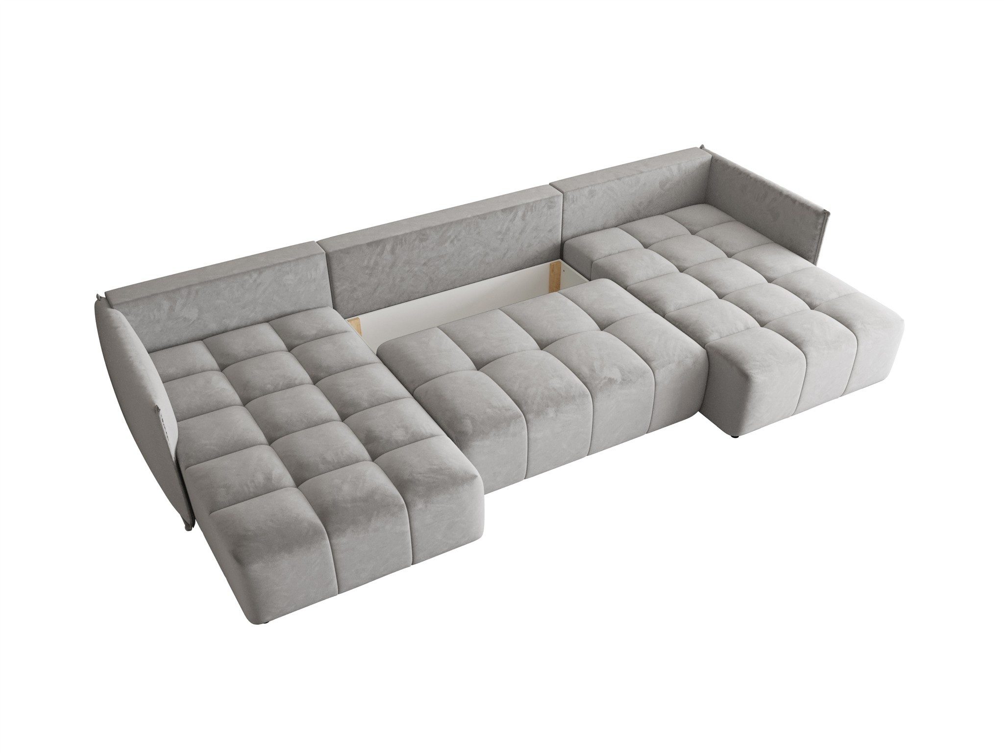 Fun Möbel Wohnlandschaft Sofa TREVISO in U-Form mit Schlaffunktion in Stoff Monolith, Rücken echt bezogen