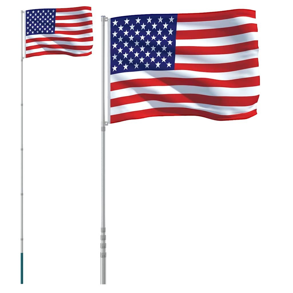 vidaXL Flagge Flagge der Vereinigten Staaten mit Mast 5,5 m Aluminium