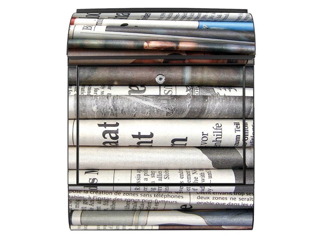 Thumbnail - banjado Wandbriefkasten Stahl Zeitungen (Wandbriefkasten witterungsbeständig, pulverbeschichtet, mit Zeitungsfach), 39 x...