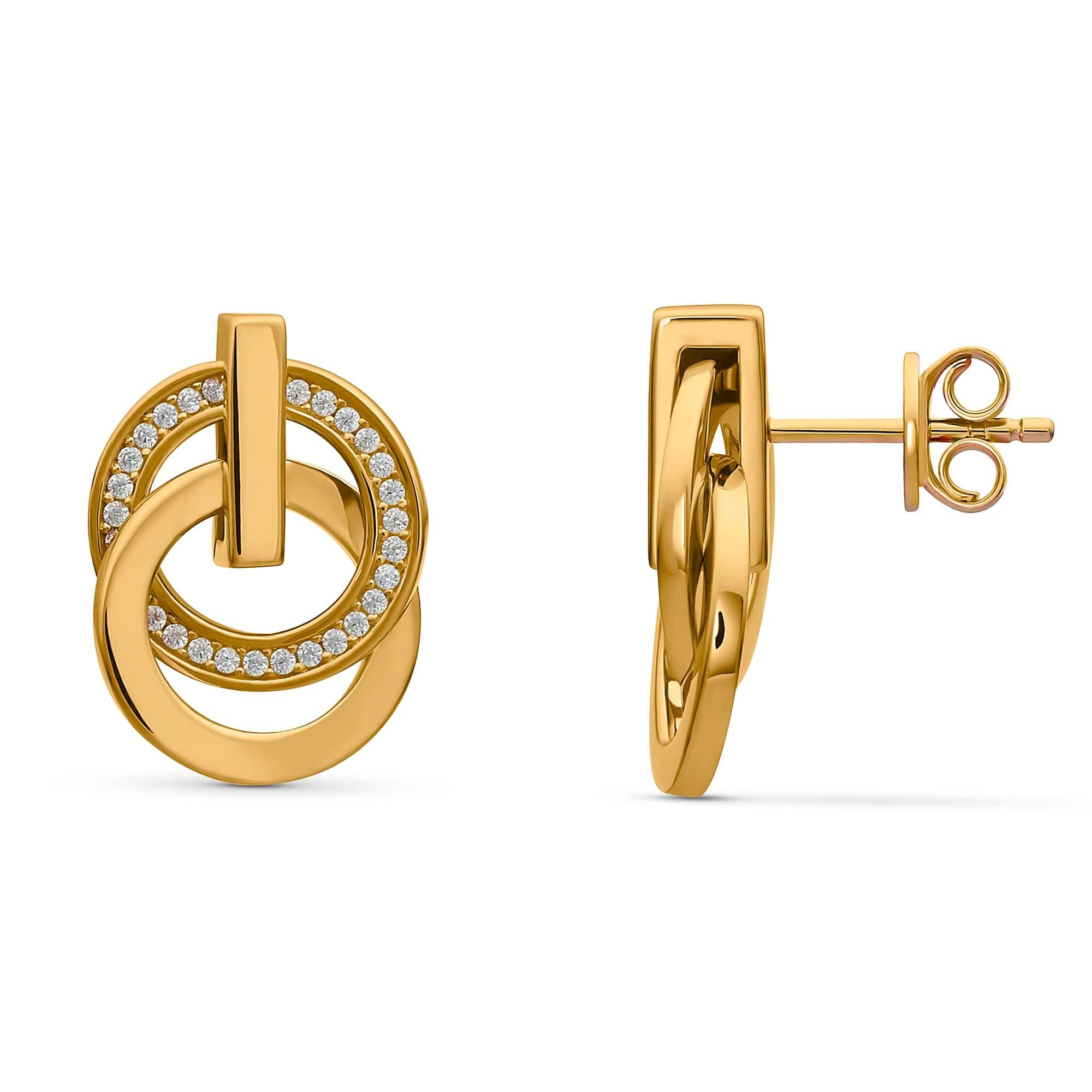 JETTE Paar Серьги-гвоздики Swing 87745015 – Vergoldete Damen-Ohrringe aus 925er Silber, Eleganter Designerschmuck in Gold-Optik