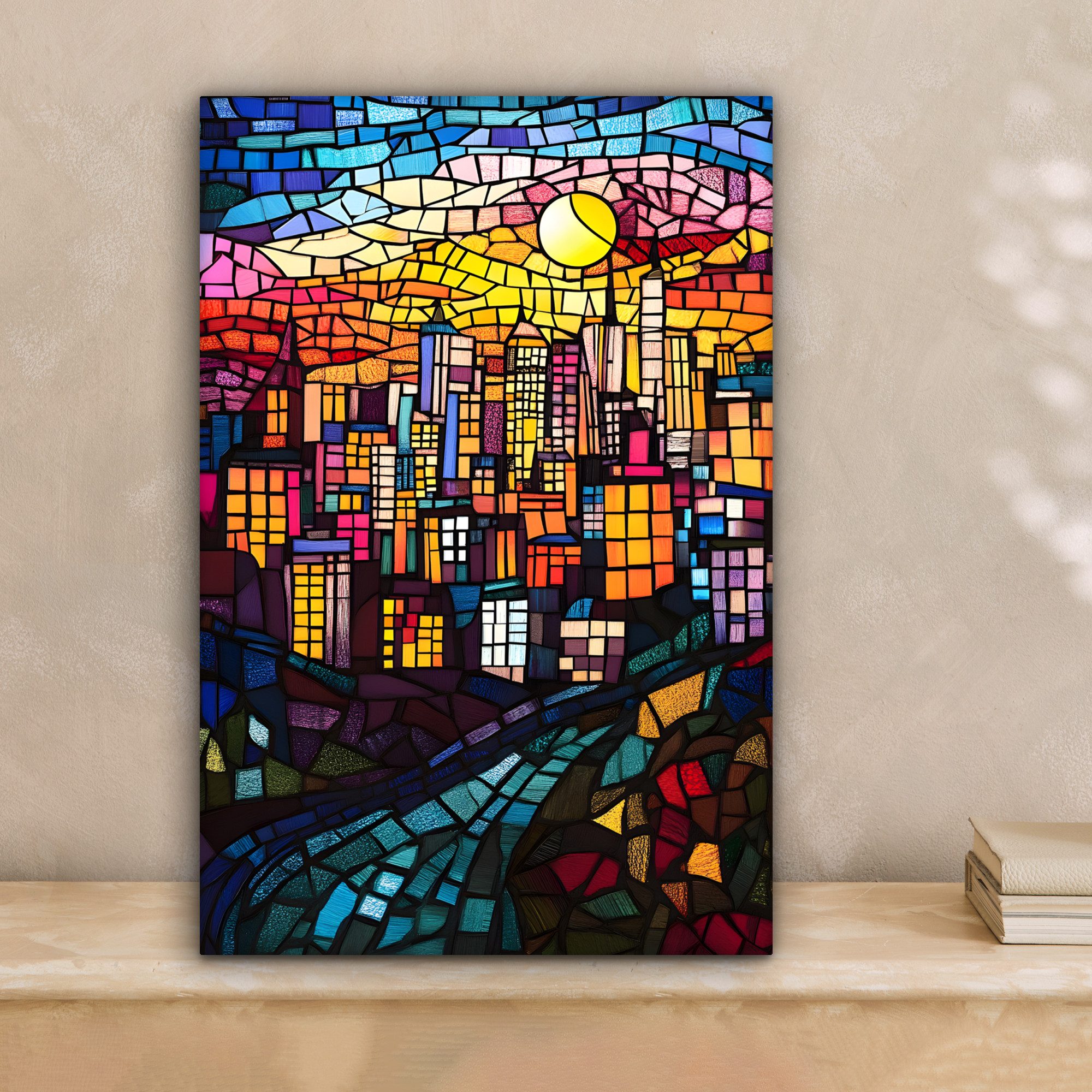 OneMillionCanvasses® Leinwandbild Stadt - Mond - Mosaik - Farbenfroh, Fotod günstig online kaufen