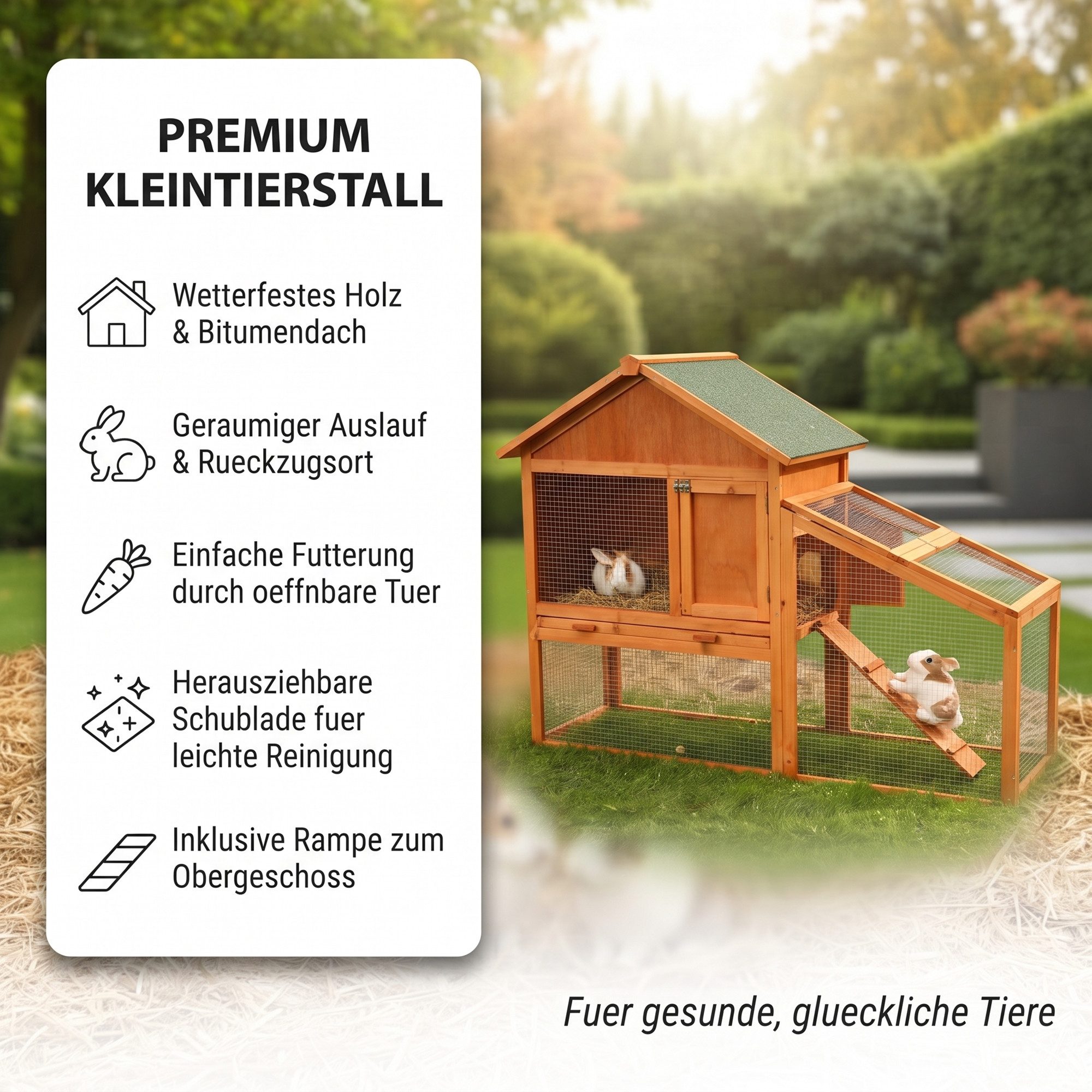 Mucola Kleintierstall Hasenstall Kleintierstall Kaninchenstall Hasenkäfig Tierkäfig, herausnehmbare Schublade aus Edelstahl