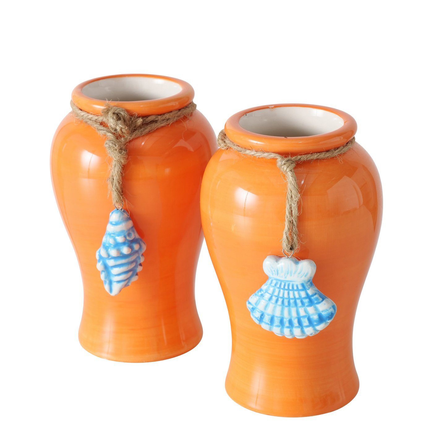 BOLTZE GRUPPE GmbH Dekovase Sohaya 2er-Set Vase, maritim mit Muschel-deko, 12cm hoch (2 St)