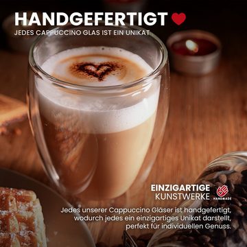 GENTOR Gläser-Set GENTOR Glas Set Doppelwandige Gläser 2er Set Wasserglas Saftglas Krist, 2-teilige Cappuccino Glas 250ml