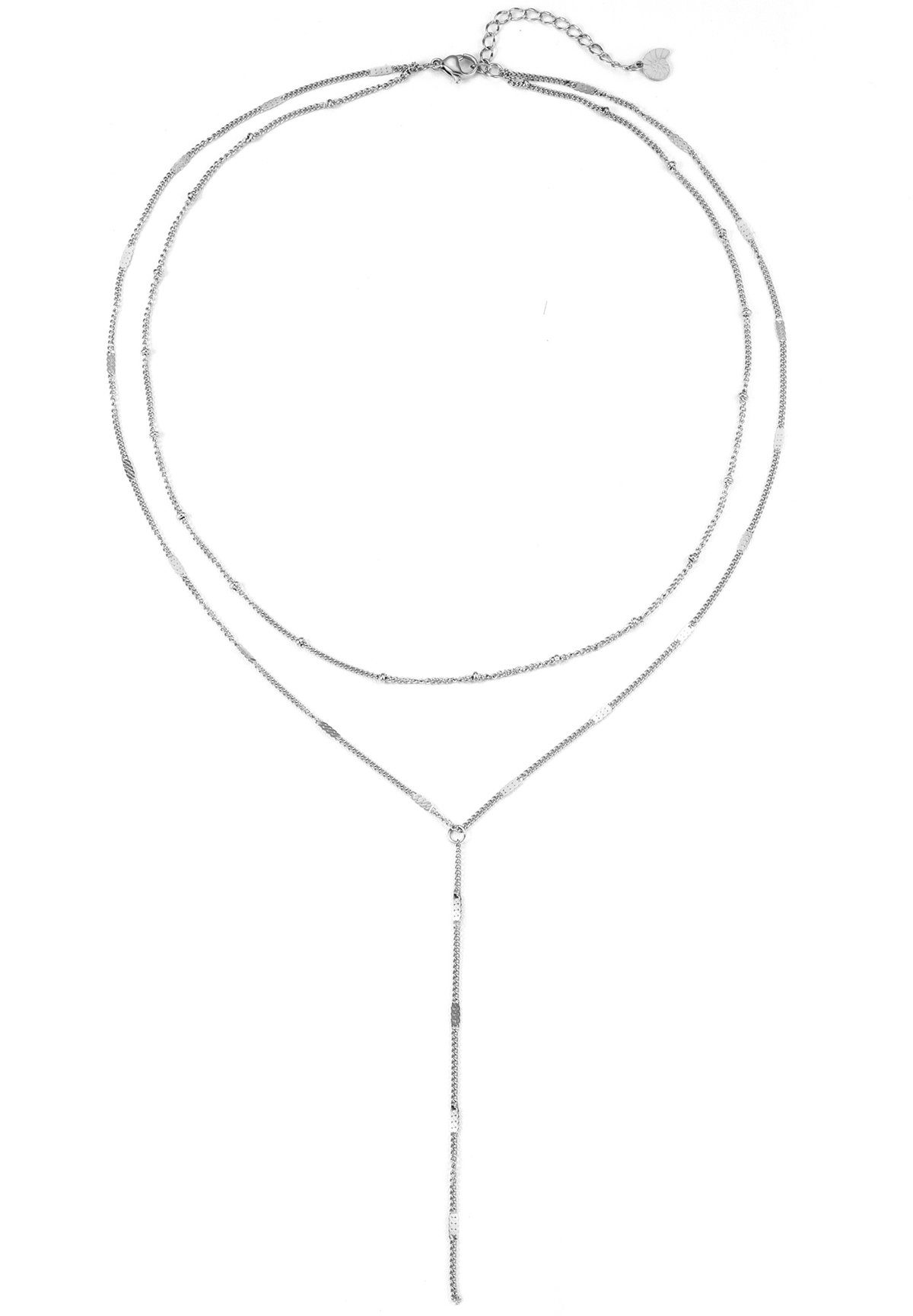 Hey Happiness Y-Kette Layering Kugel & Plättchen, Vergoldete Damen Lariat-Kette aus Edelstahl, wasserfest