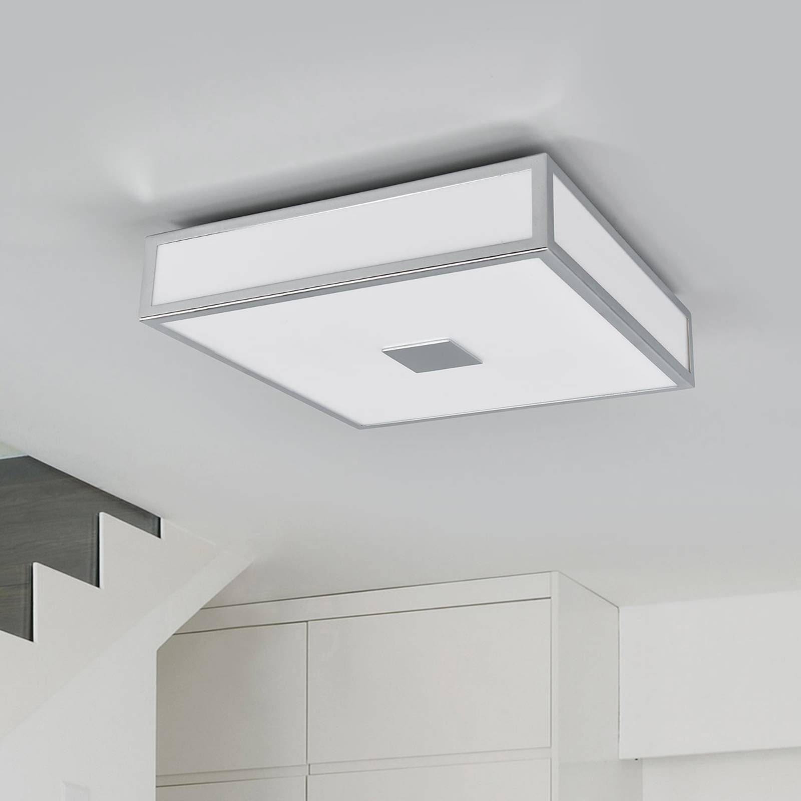 Lindby Deckenleuchten Eniola, Kunststoff Chrom IP44, 2 x 18 W