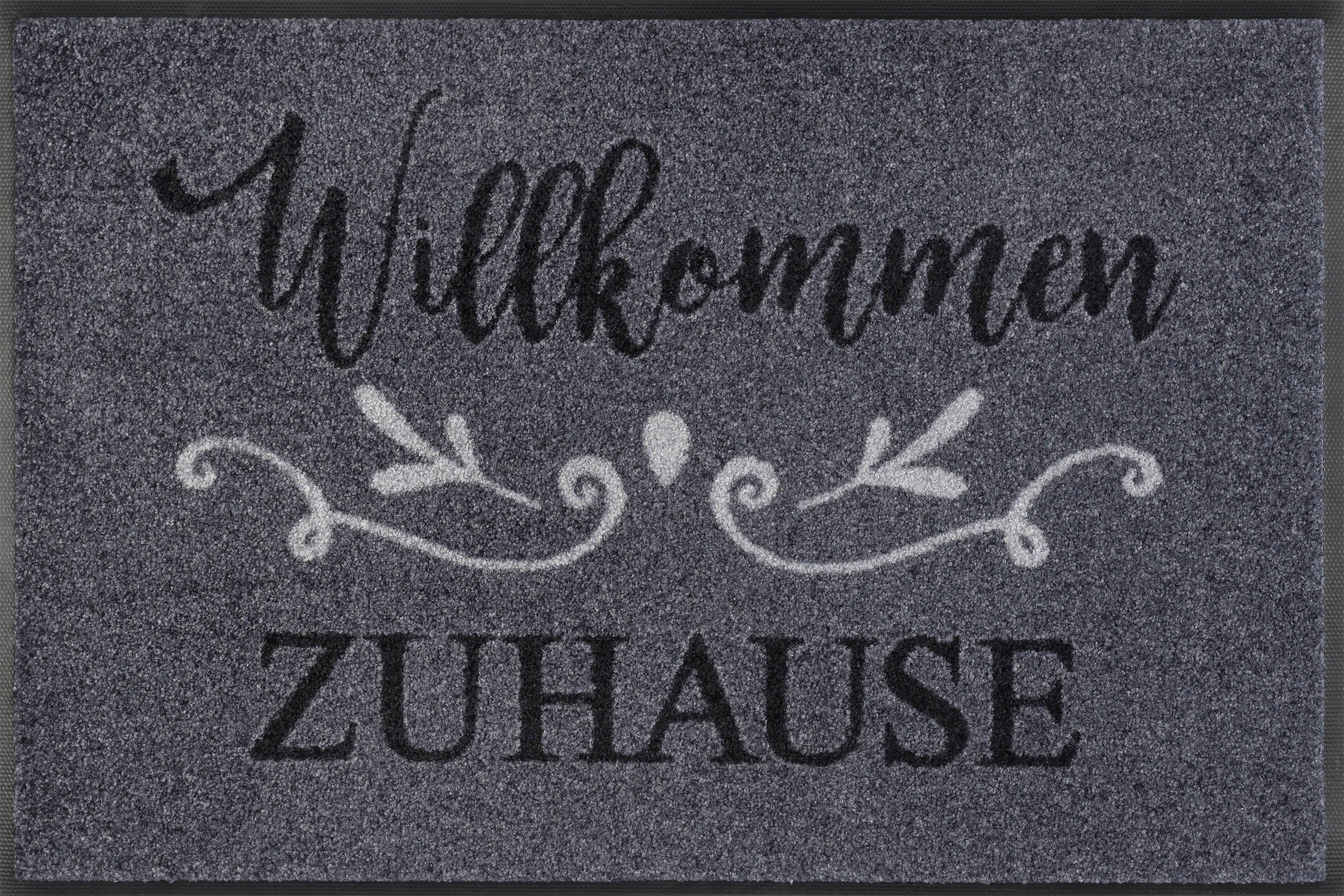 Fußmatte Willkommen Zuhause, wash+dry by Höhe: Spruch, und Kleen-Tex, mit waschbar 7 In- mm, rechteckig, Outdoor Schmutzfangmatte, geeignet