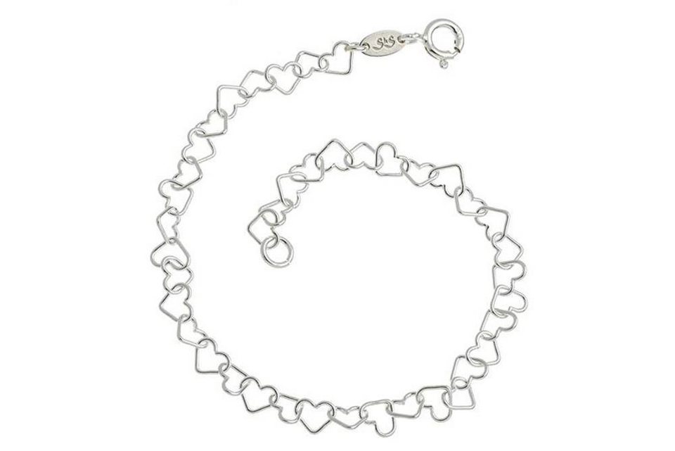 Silberkettenstore Silberarmband Armband Herzen - 925 Silber, Länge wählbar  von 16-25cm