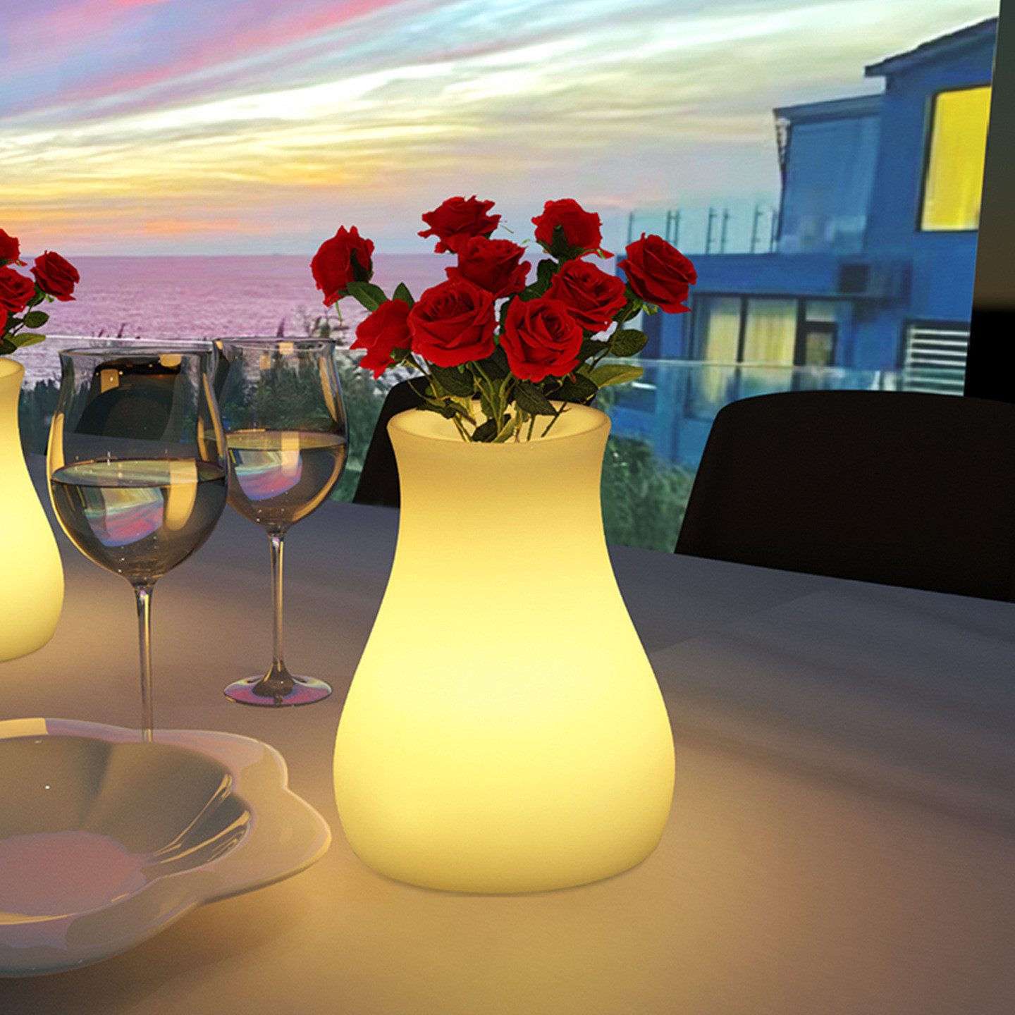 POPOLIC Nachttischlampe LED-Nachttischlampe für Babyzimmer, Kinderzimmer und Außenbereich, dimmbare, augenschonende Schreibtischlampe mit 7 Farbwechseln