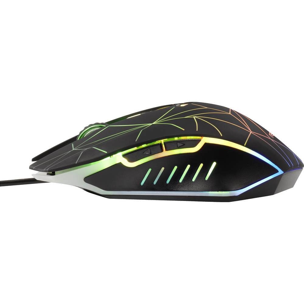 Renkforce Ergonomische kabelgebundene USB-Gaming-Maus RF-4746664 Mäuse (Beleuchtet)