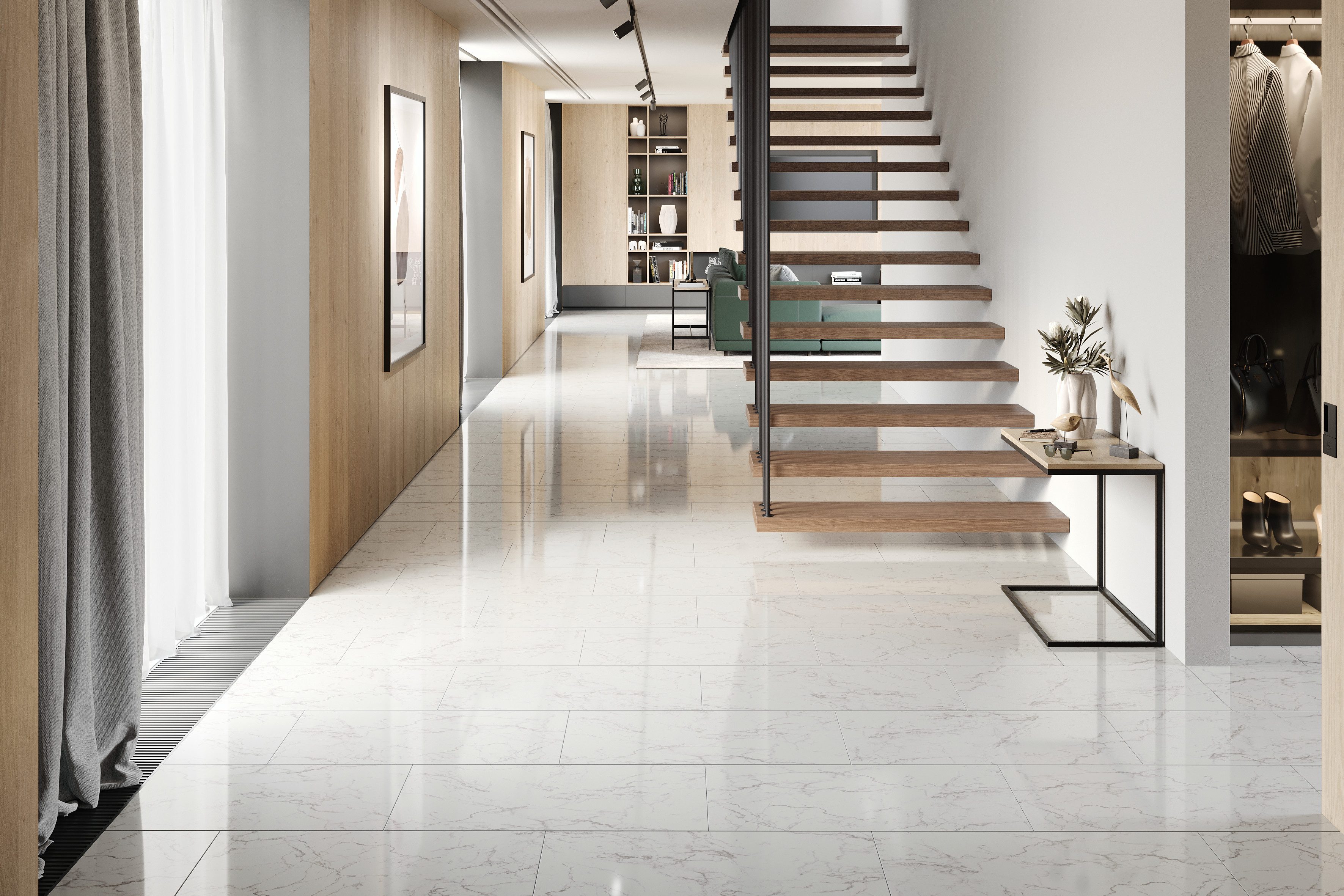 FALQUON GmbH Laminat Stone 2.0 Fliese - 810 x 400 x 8 mm - hochglänzend - Made in Germany -, Packung, In 1 Packung: 8 Paneele - 2,592 m², 1 Packung: 8 Paneele - 2,592 m²