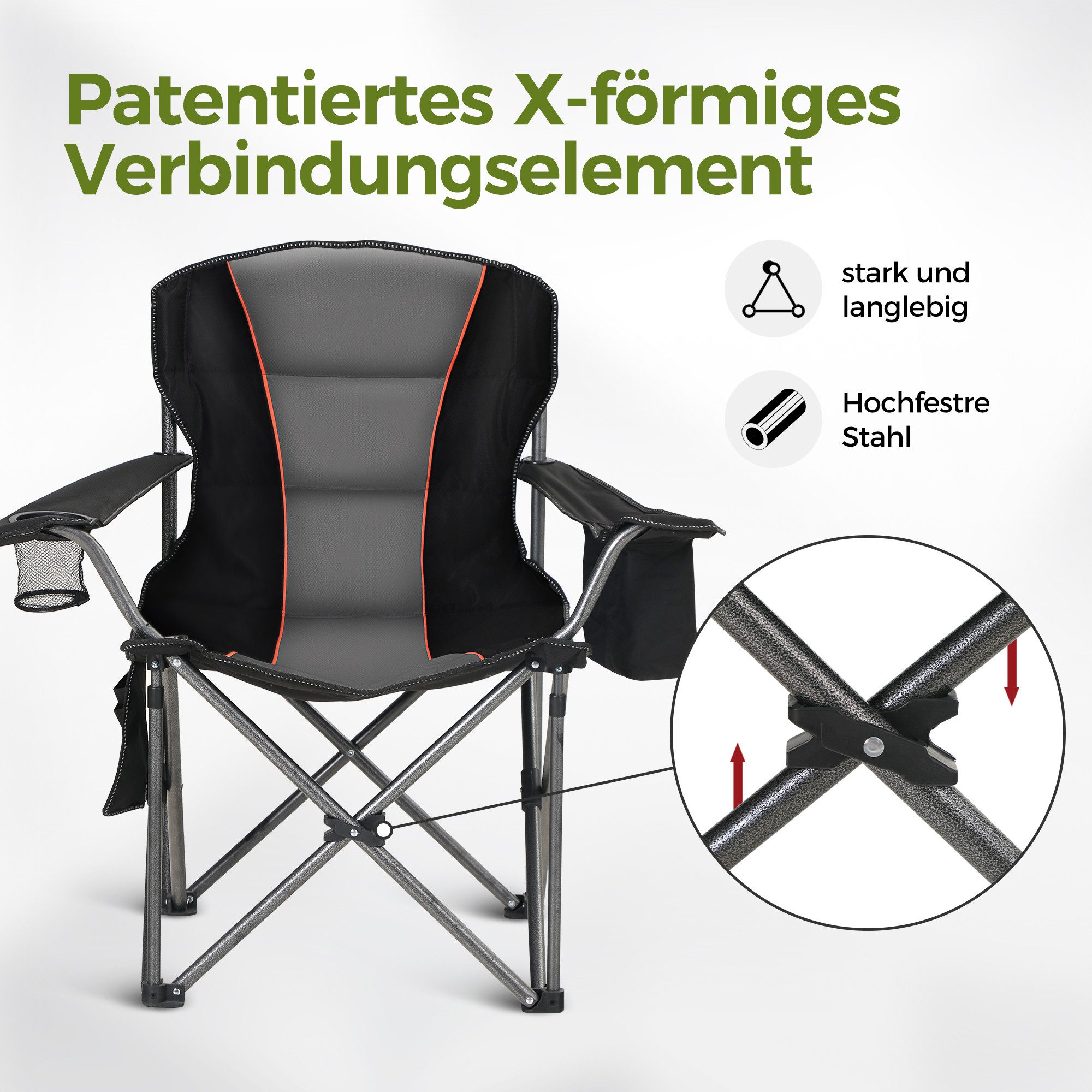 ALPHA CAMP Campingstuhl (Packung), Camping stuhl bis 200kg Klappstuhl Angel günstig online kaufen