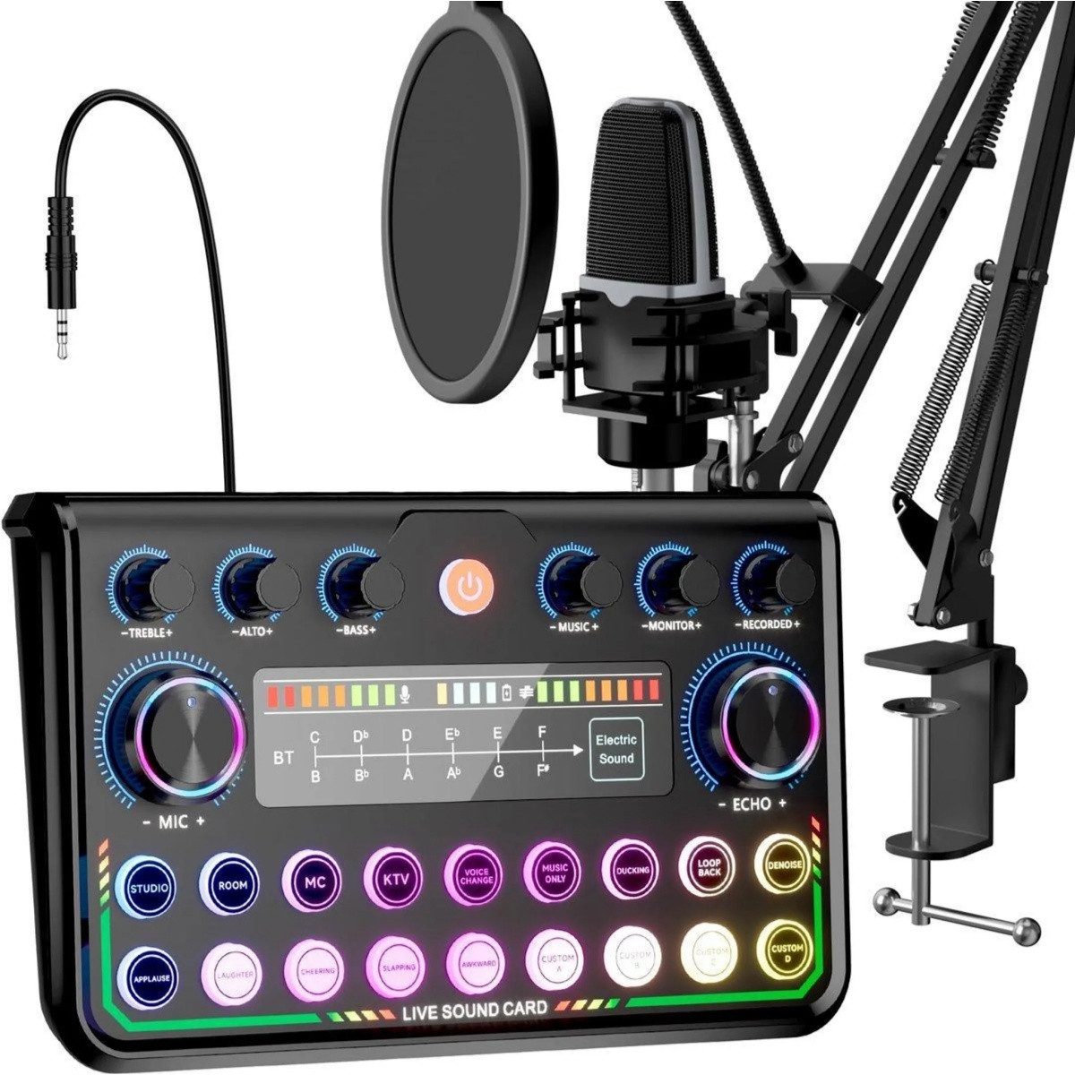 CarpOn Mikrofon Podcast Mikrofon Set mit Audio Interface & Mixer für PC & Smartphone