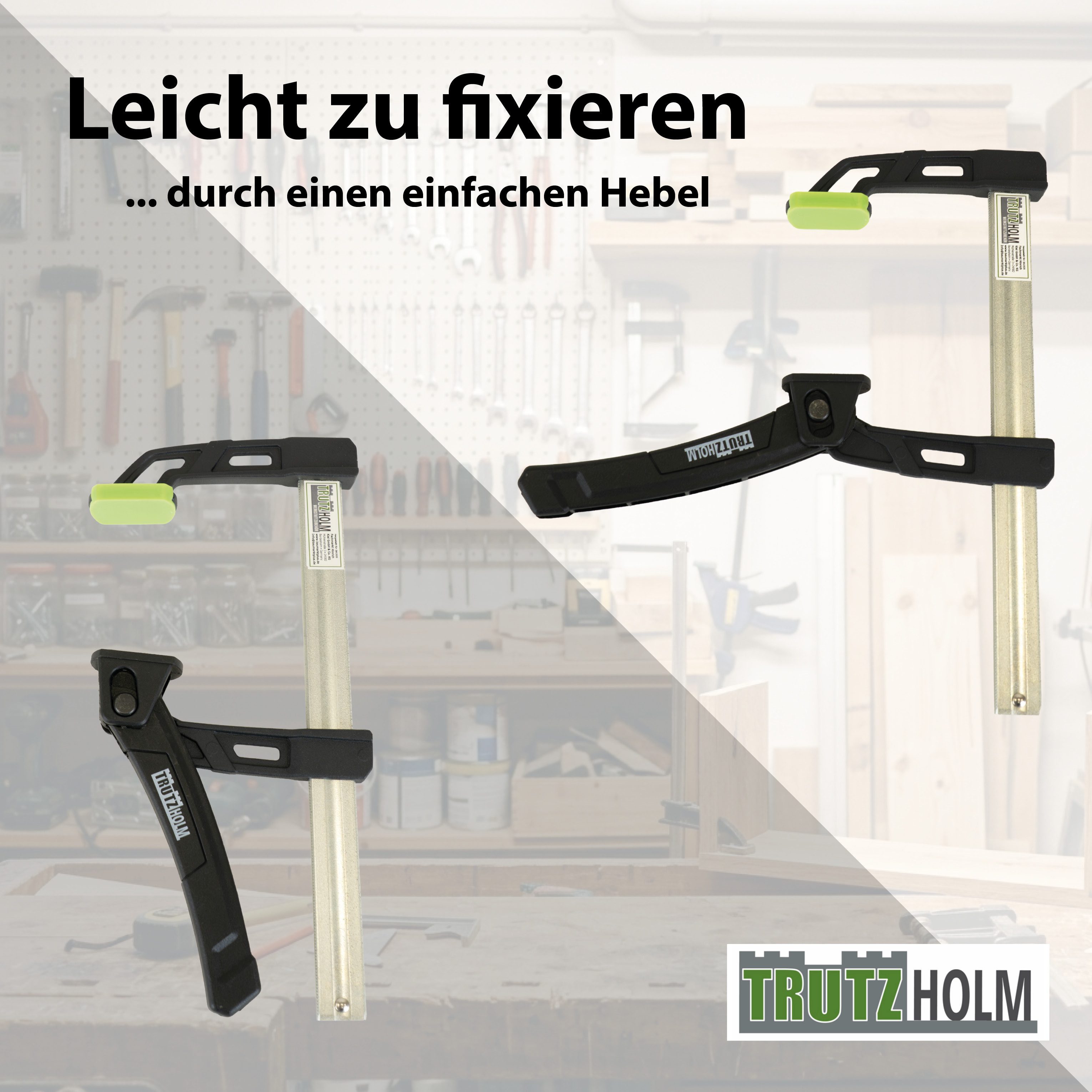 TRUTZHOLM Einhandzwinge 80kg Spannkraft 25cm Spannbereich Aluminium Schnellspannzwinge