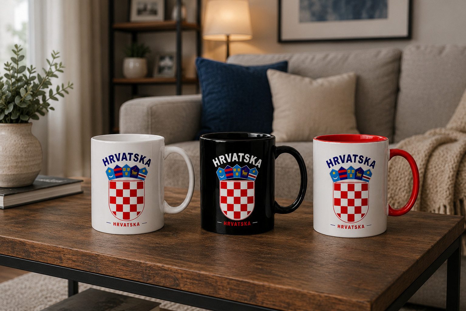 Blondie & Brownie Tasse Kroatien Keramikbecher Kroatien Wappen Print Fanmotiv Kultur, 1-tlg., Keramik