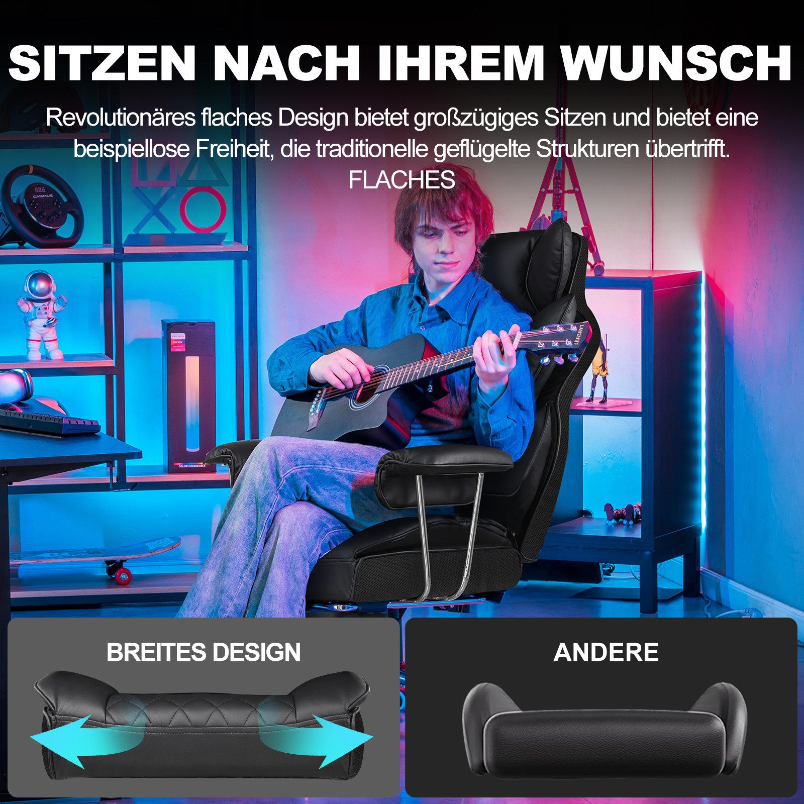 GTPLAYER Gaming-Stuhl Bürostuhl Gamer Stuhl gaming stuhl Schreibtischstuhl Chefsessel, Bequeme Sitzkissen