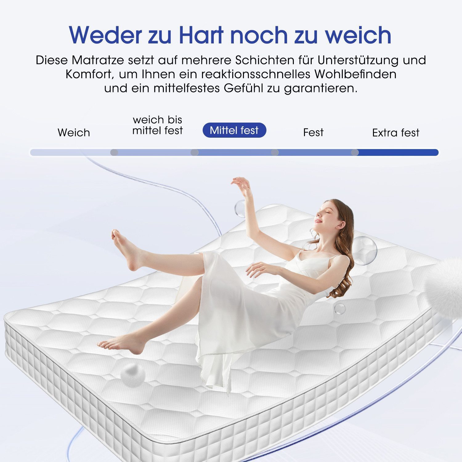 Taschenfederkernmatratze Matratze, 7-Zonen Federkernmatratze Matratzen, Hiazurm, 22 cm hoch, (mit Spannbettlaken,EU-Qualitätszertifizierung, Atmungsaktiv, Orthopädisch), Matratze 90x200 cm oder 160x200 cm, für Kinder und Erwachsen