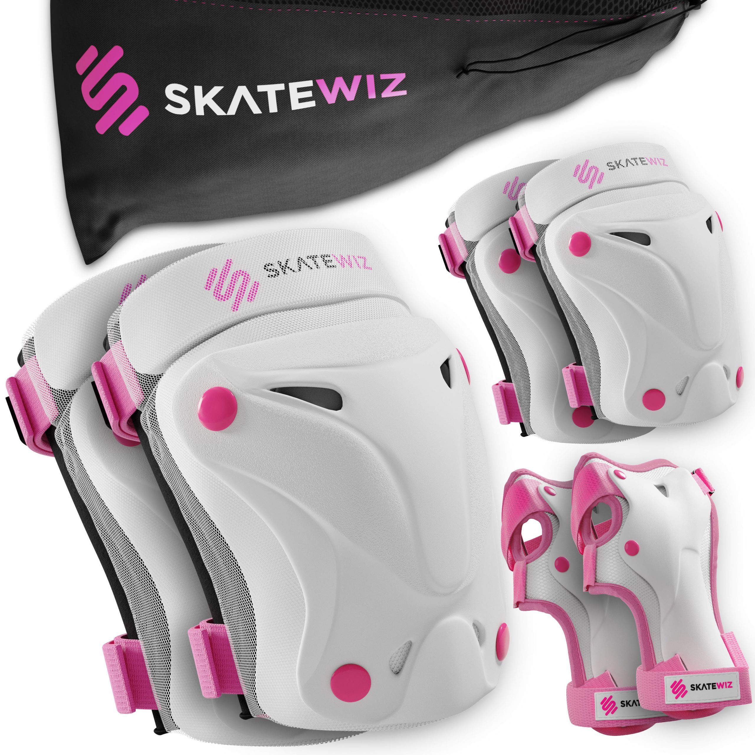 SKATEWIZ Защитные-Set Schützer Skateboard ab 8 Jahre Защитные Kinder und Erwachsene (Inline Skate Schonerset, 6-tlg., Наколенник Geschenke für Kinder - Inliner Schoner), Inline Skate, Skateboard & Schlittschuhe Schoner
