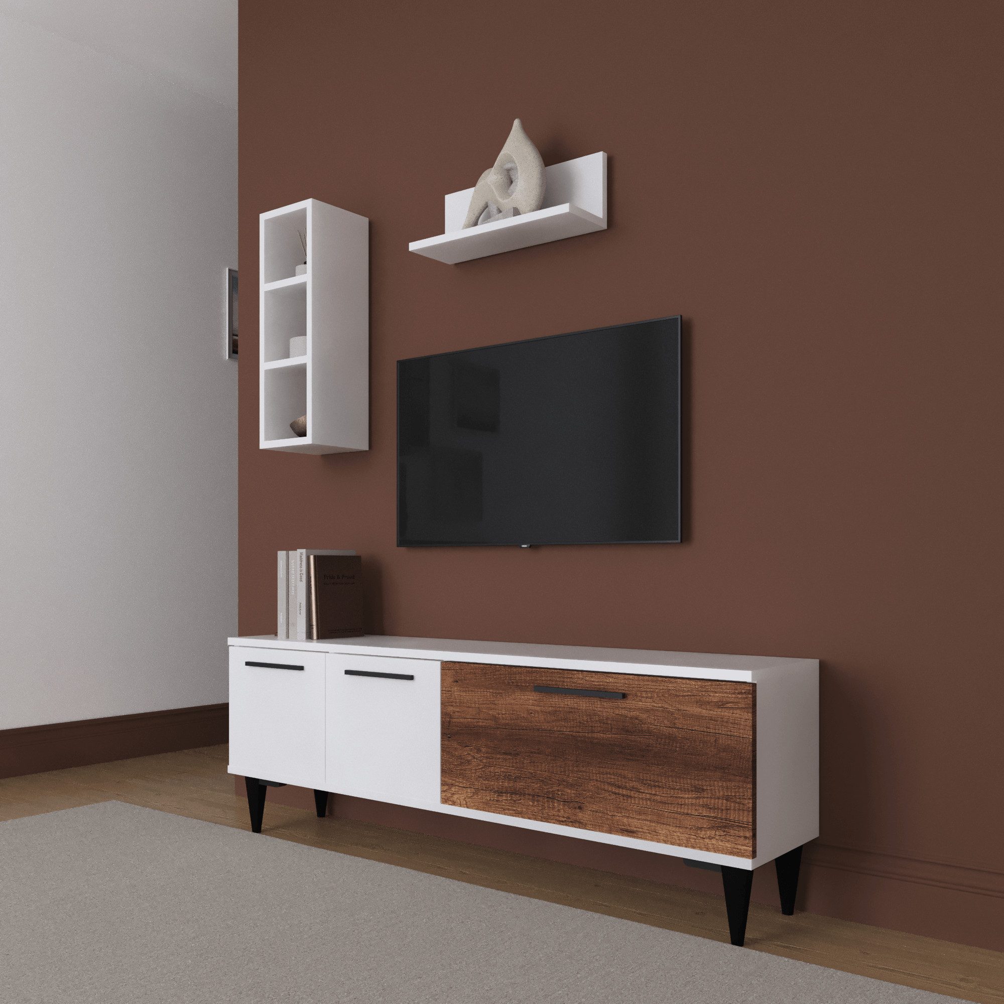 BDR Smart Home Art Lowboard Roma TV Schrank 3 Türen Stilvoll & Modern mit 2 Farben